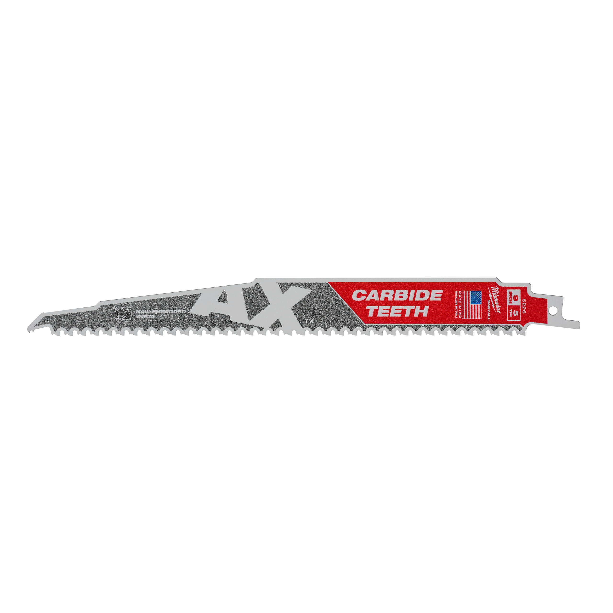 Hoja Sable THE AX™ Carbide Madera con Clavos 230mm 5Tpi - 5uds