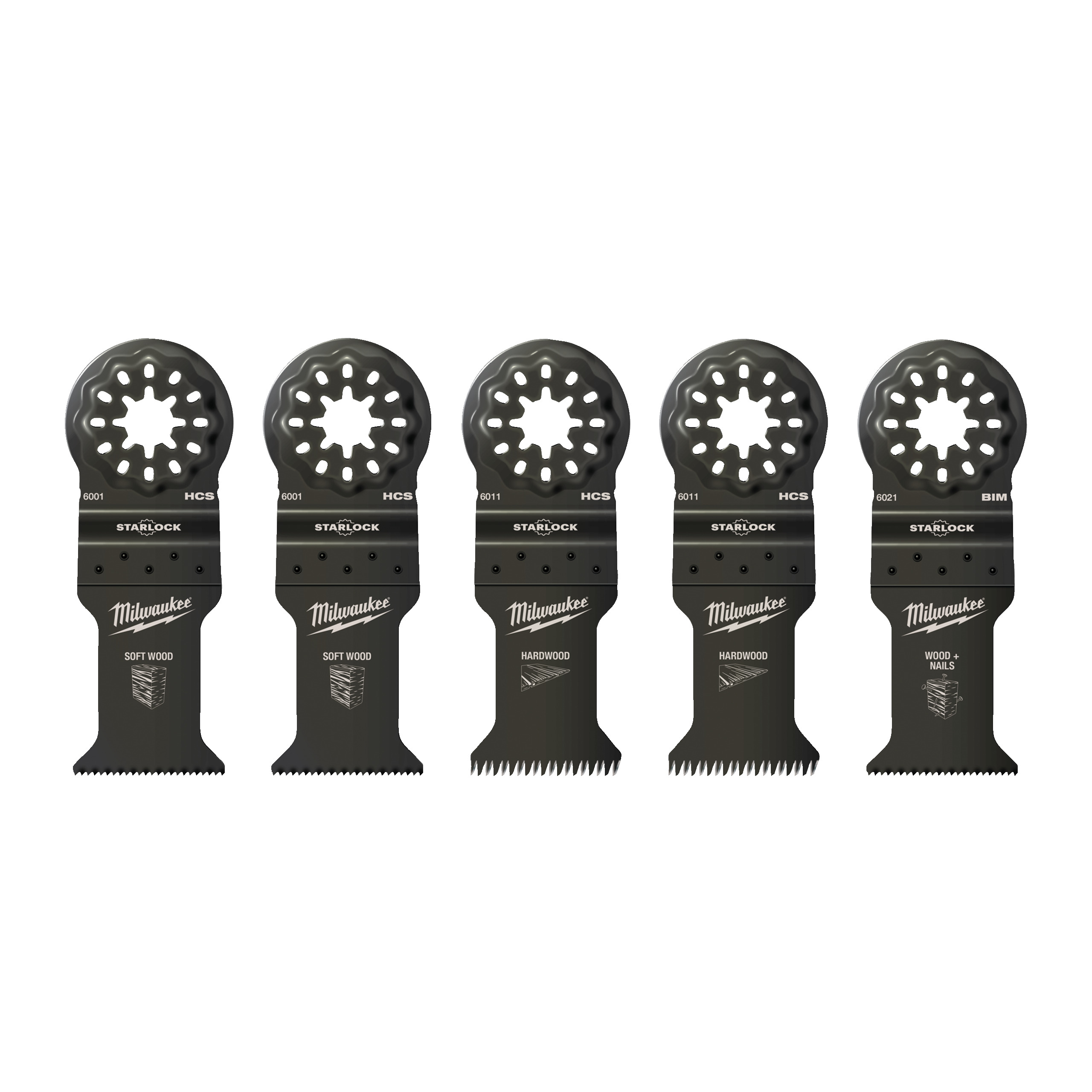 Juego de 5 cuchillas para madera en blíster