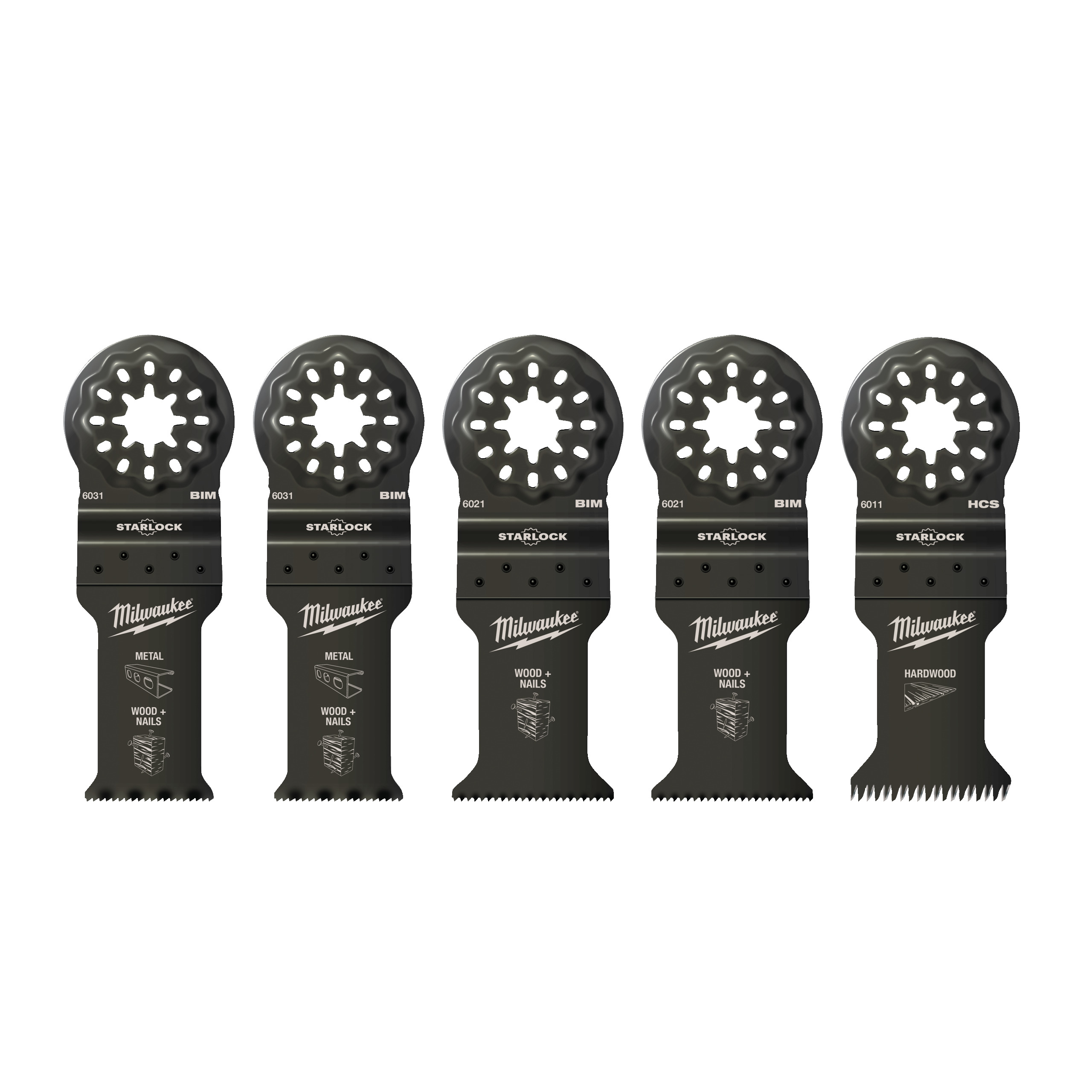 Juego de 5 cuchillas para metal y madera en blíster