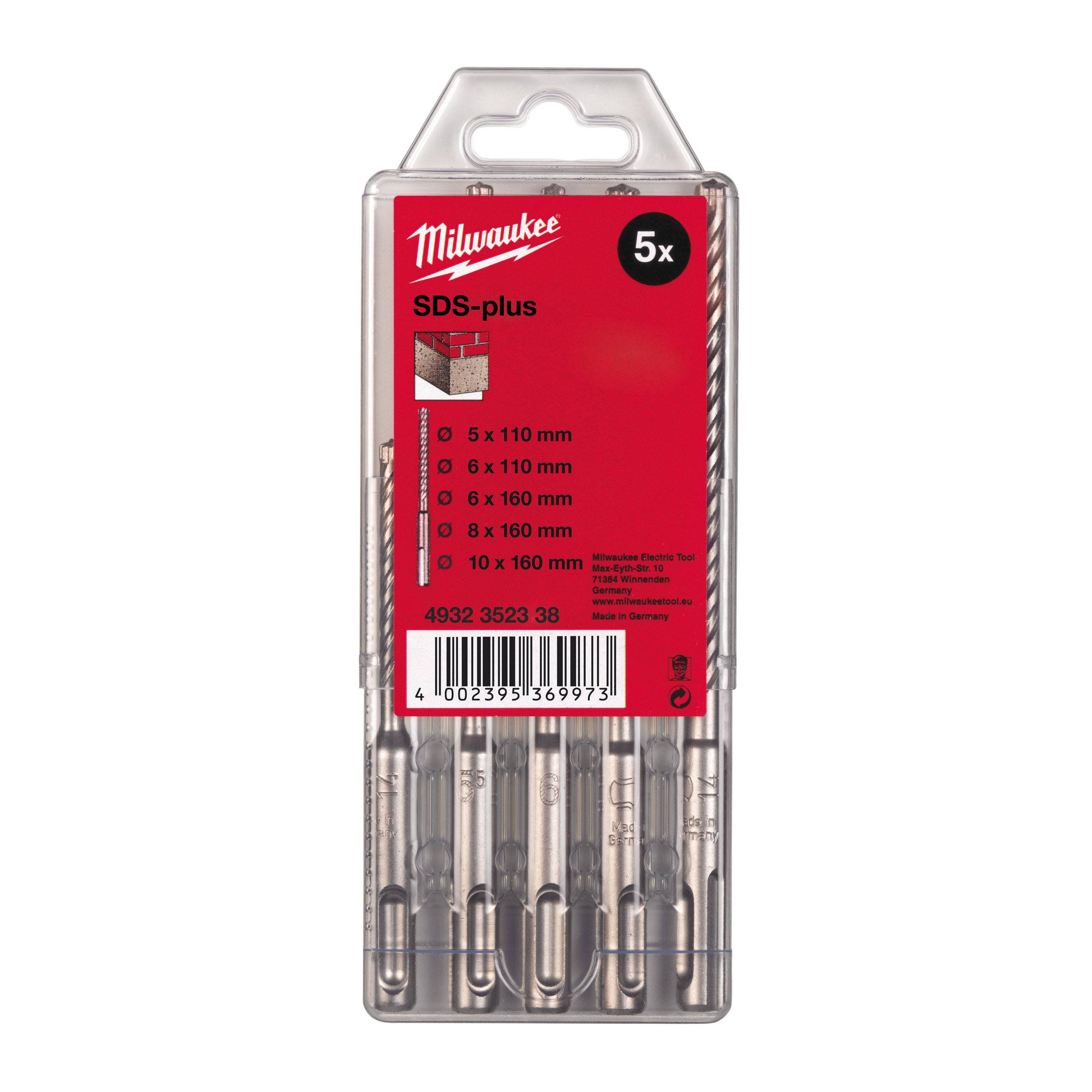 Estuche de plástico con 5 brocas SDS-Plus M2™