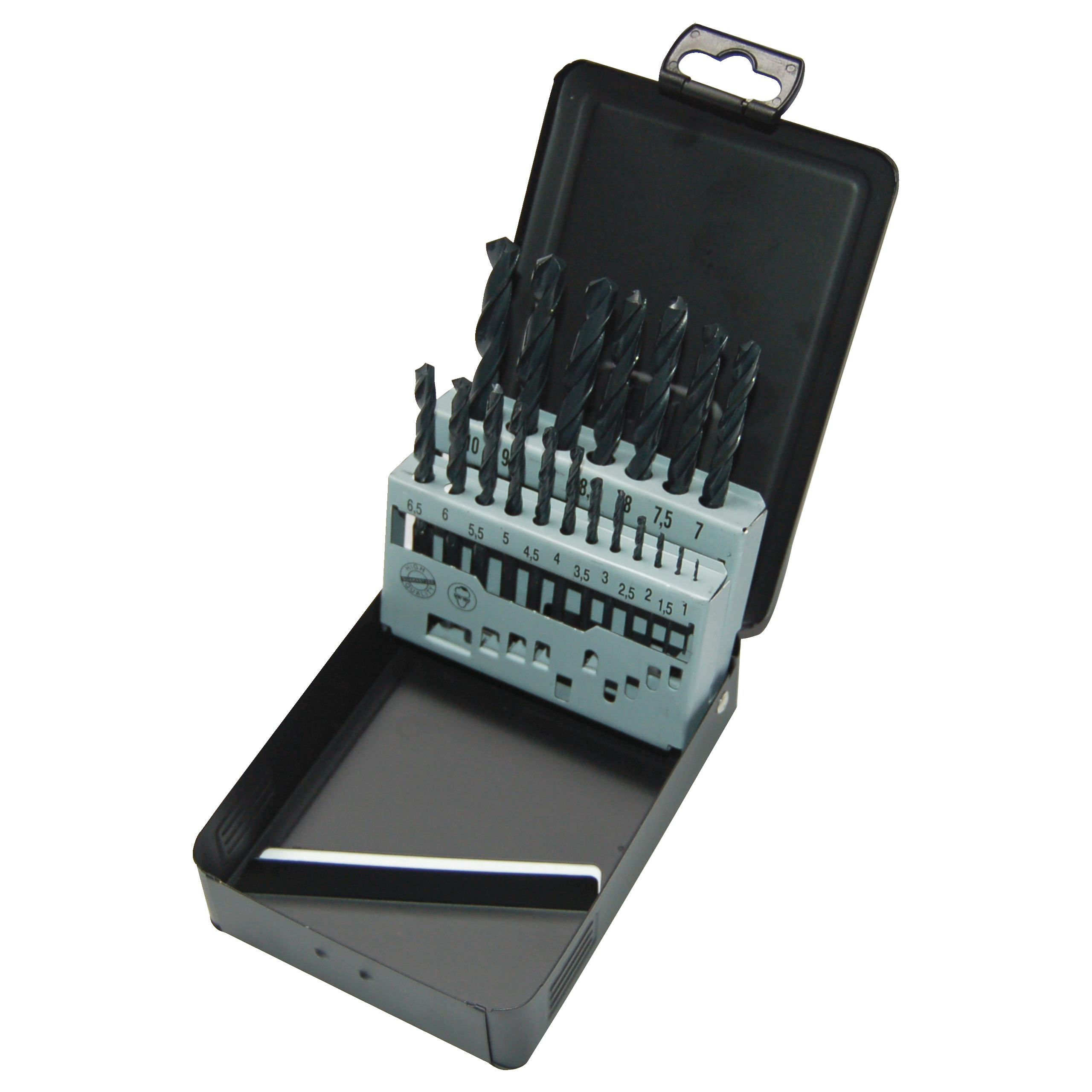 Estuche de metal con 19 brocas HSS-R