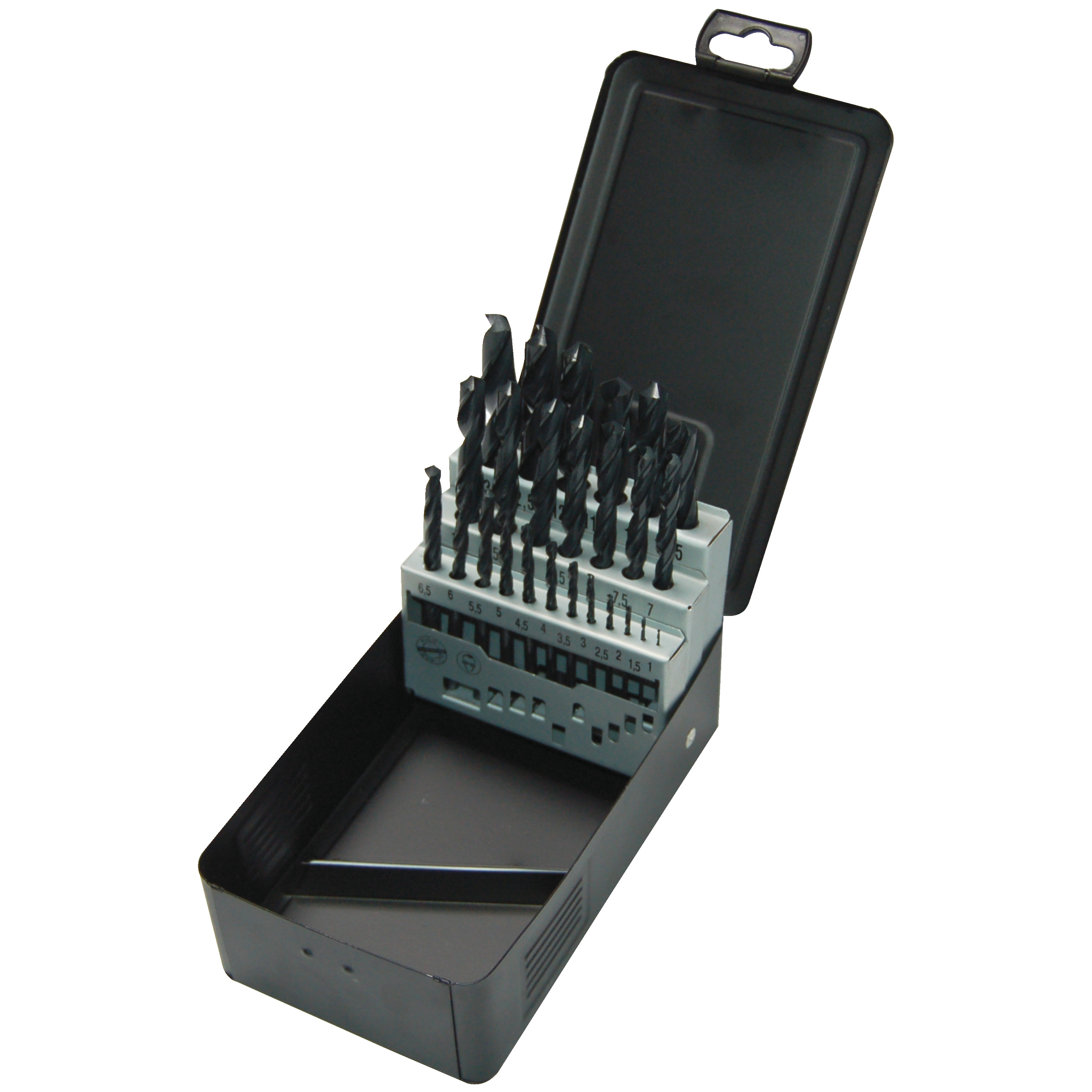 Estuche de metal con 25 brocas HSS-R