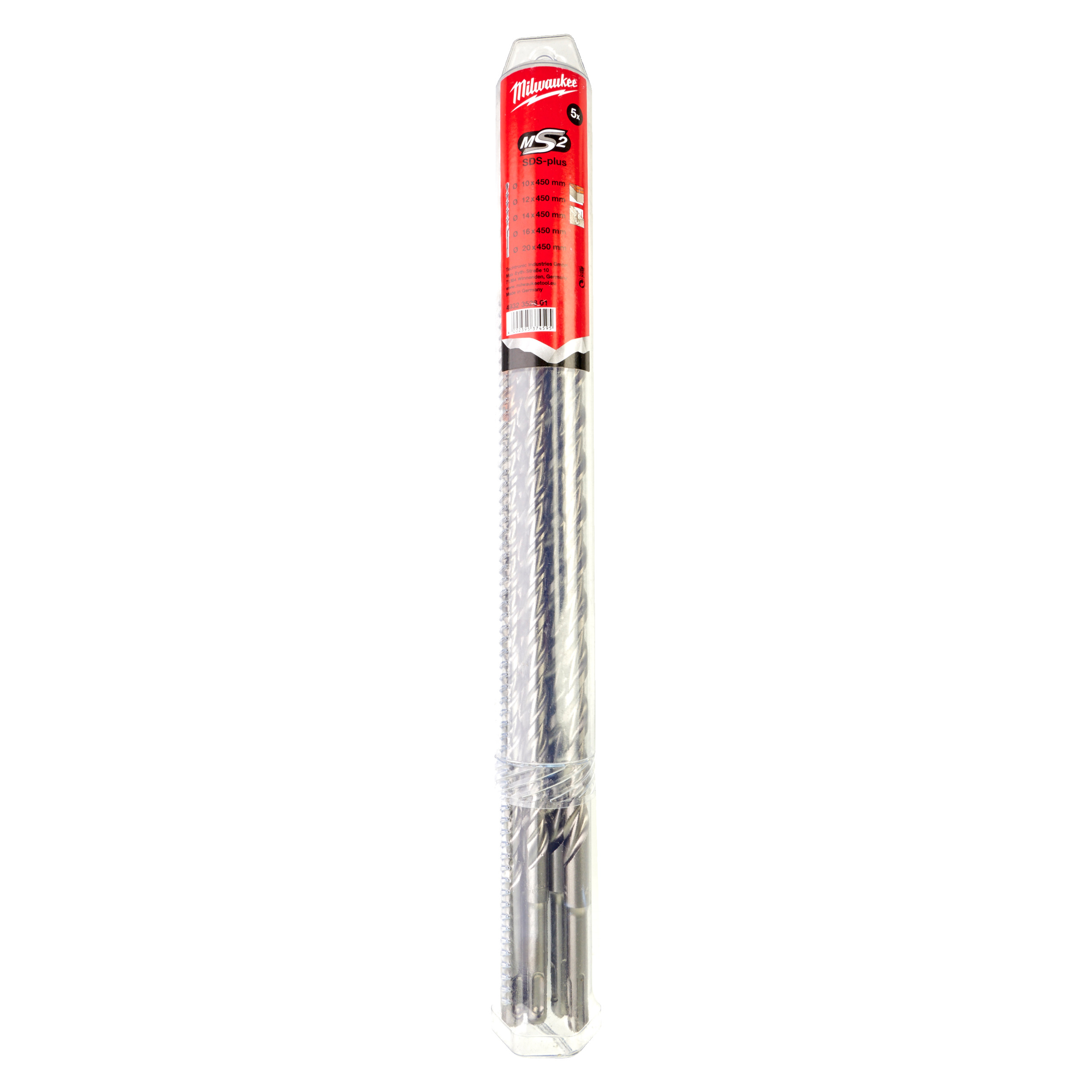 Estuche de plástico con 5 brocas SDS-Plus M2™ largas