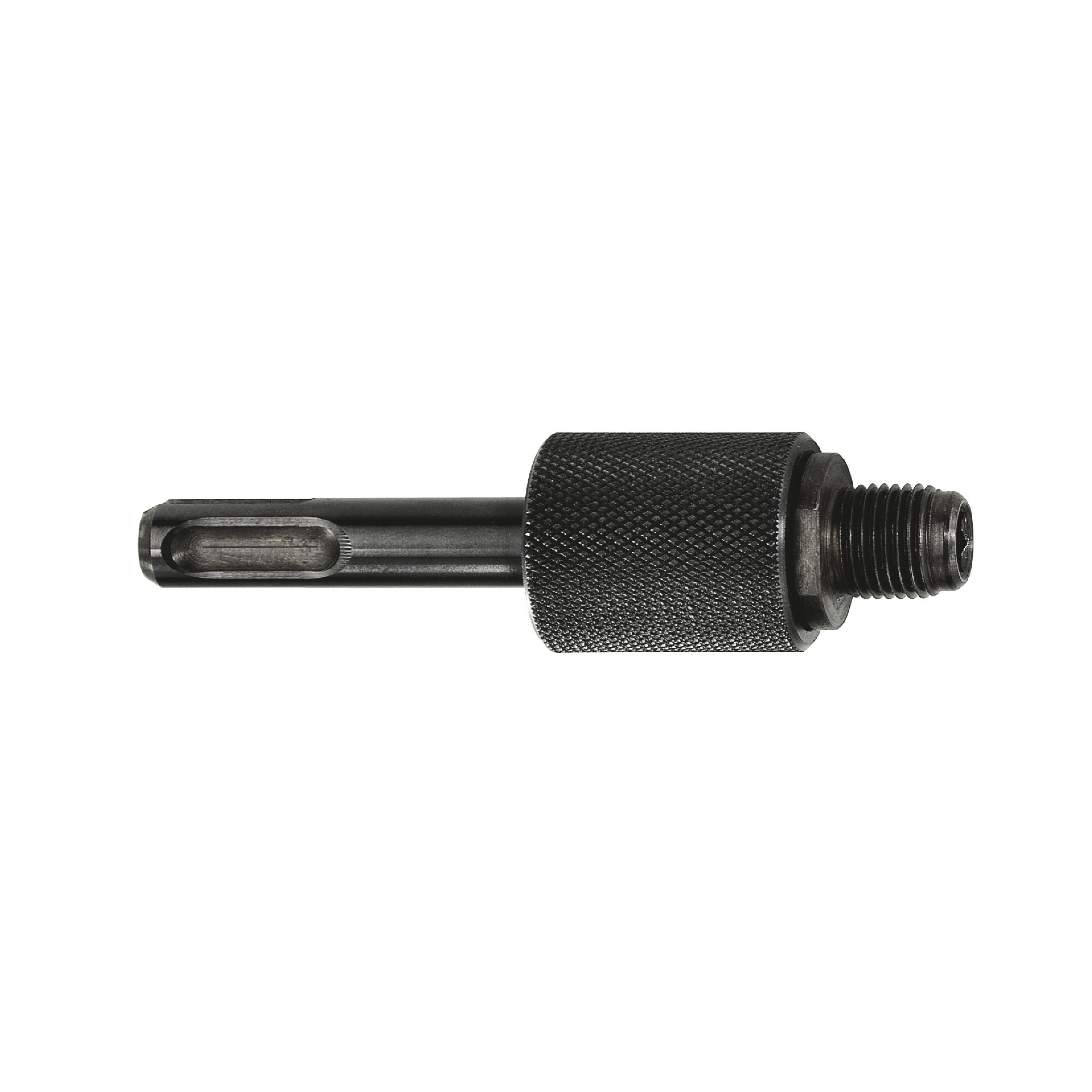 SDS-plus - 1/2″ x 20 UNF. Adaptador de portabrocas con recepción universal directa de puntas (¼″ Hex). El anclaje con rosca, permite que el portabrocas quede sujeto firmeza.