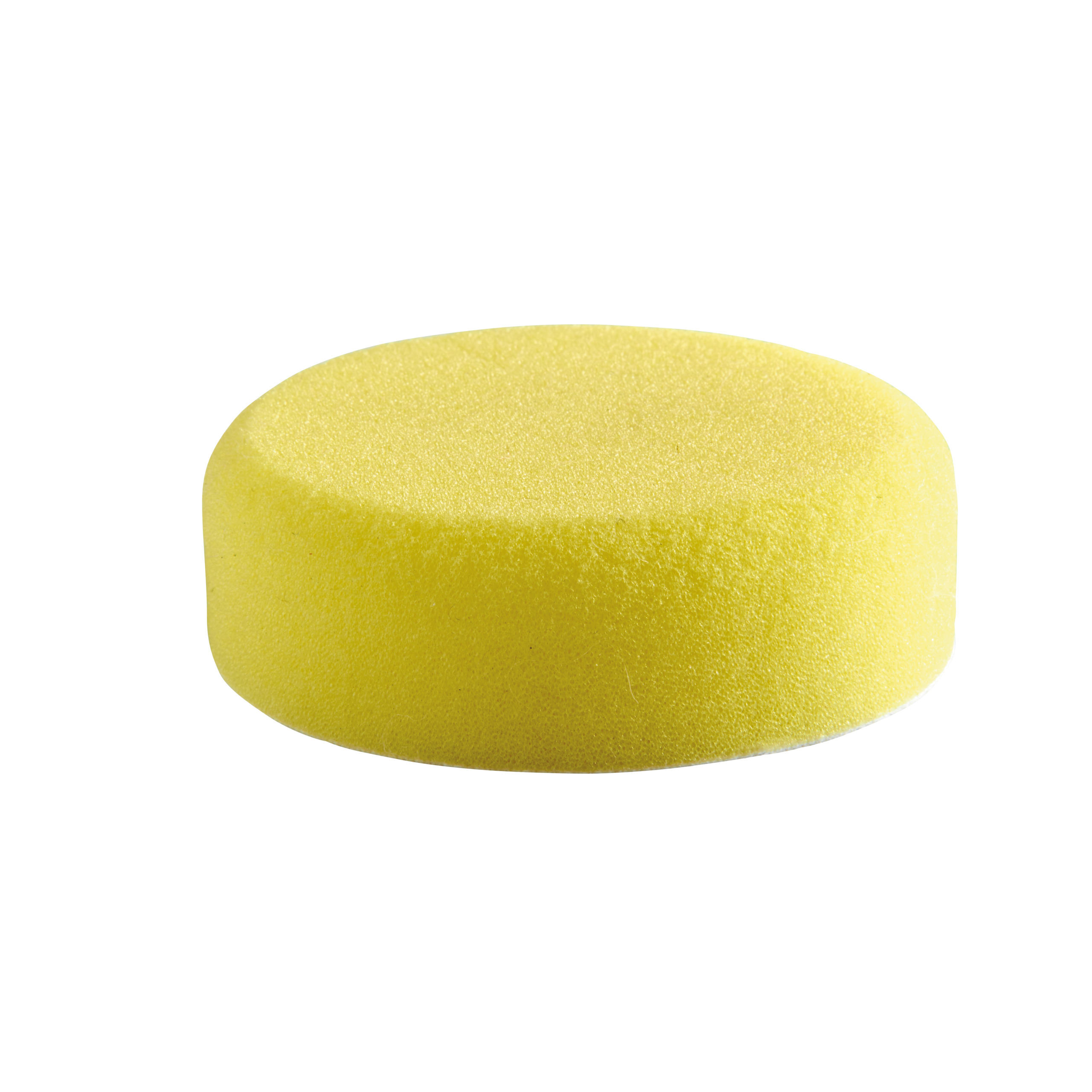 Esponja de pulido – Dura (amarilla). Esponja dura para pulimentos abrasivos, para eliminar arañazos profundos. Fijación rápida. Para utilizar con el plato de pulido/ lijado