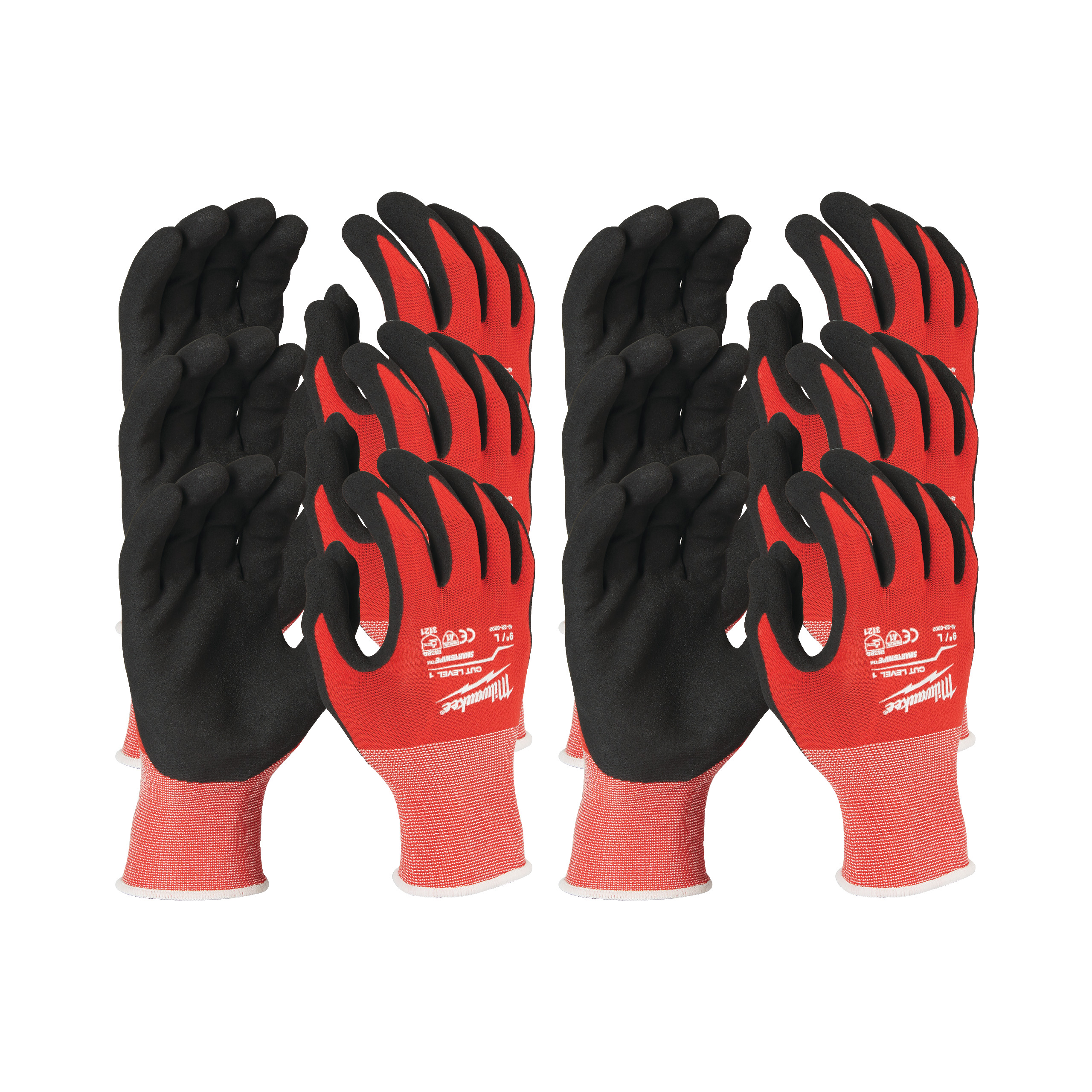 Pack de 12 pares de guantes anticorte de nitrilo Nivel A - L/9