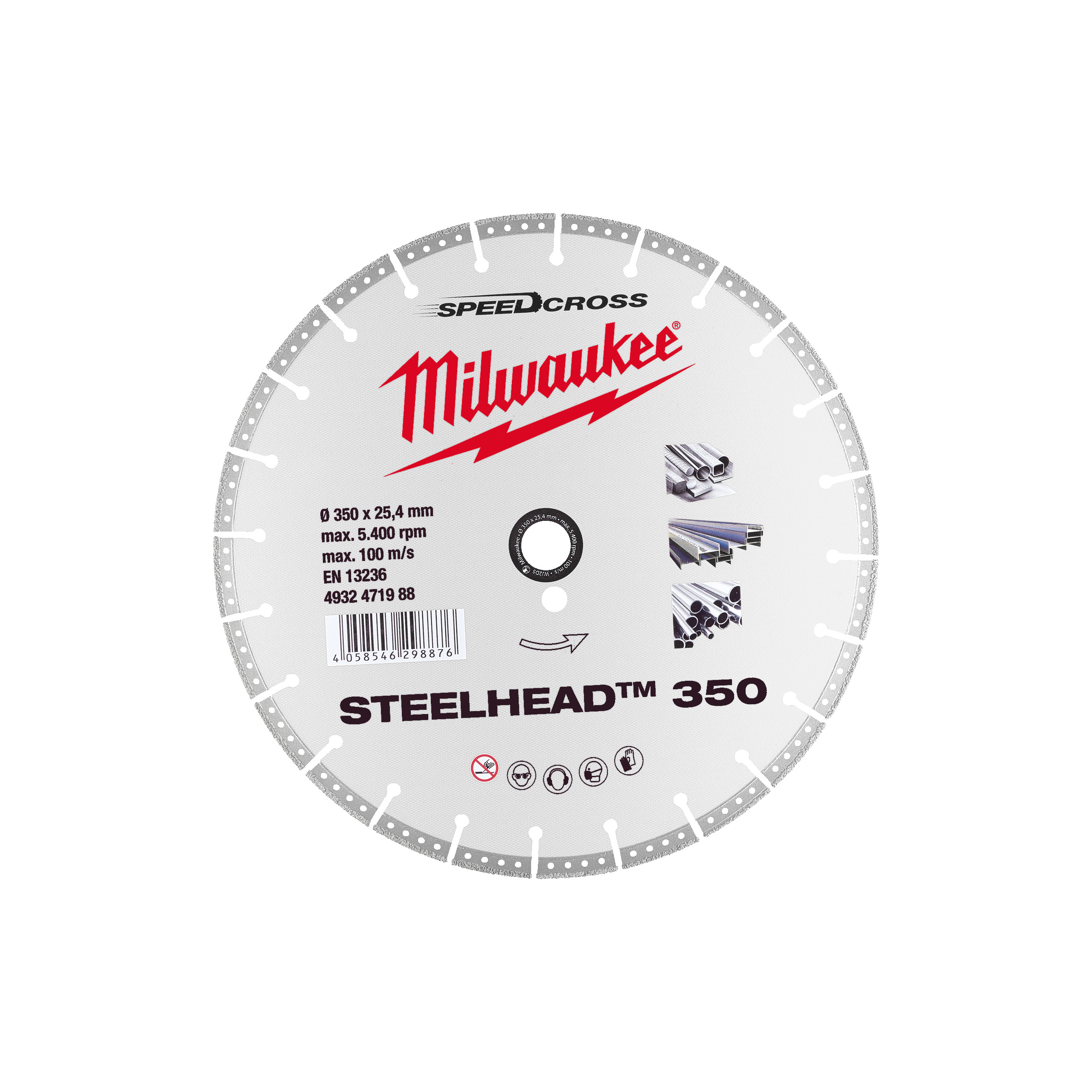 Disco diamante STEELHEAD™ 350 x 25,4mm con 2,8mm de ancho de corte