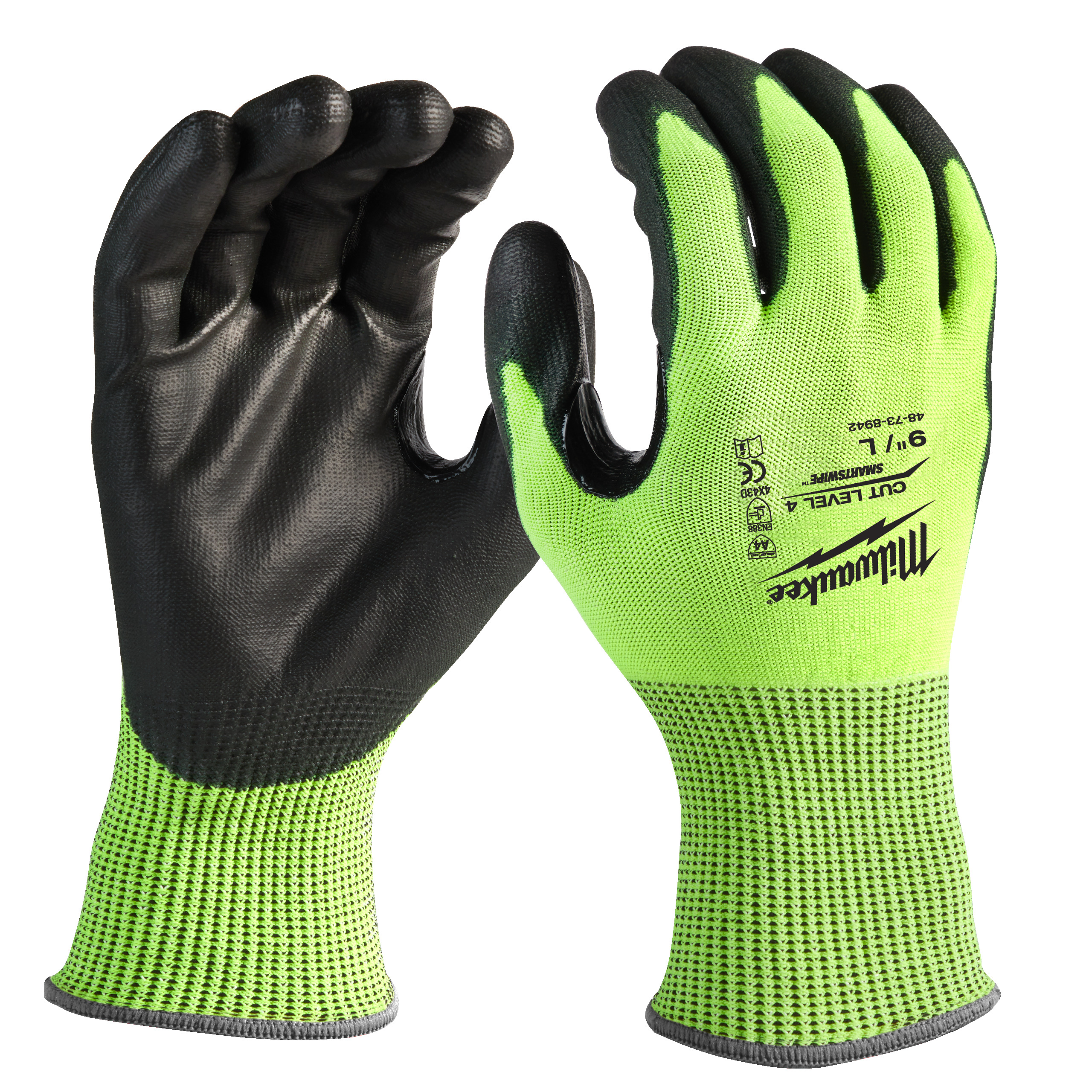 Guantes anticorte de poliuretano de alta visibilidad Nivel D - XL/10