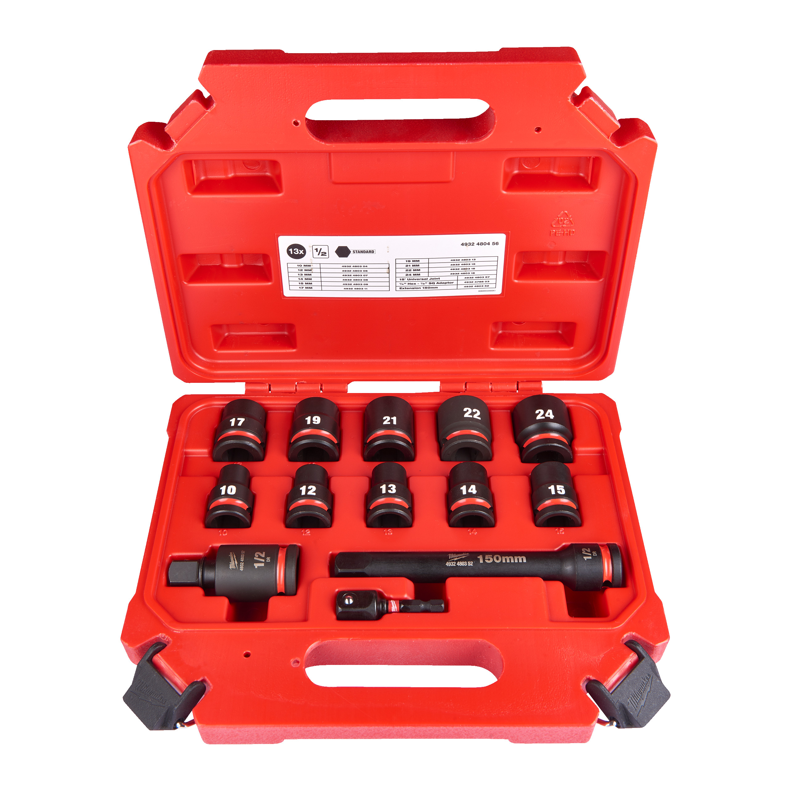 Juego de 13 vasos de impacto cortos SHOCKWAVE™ de ½″ en maleta