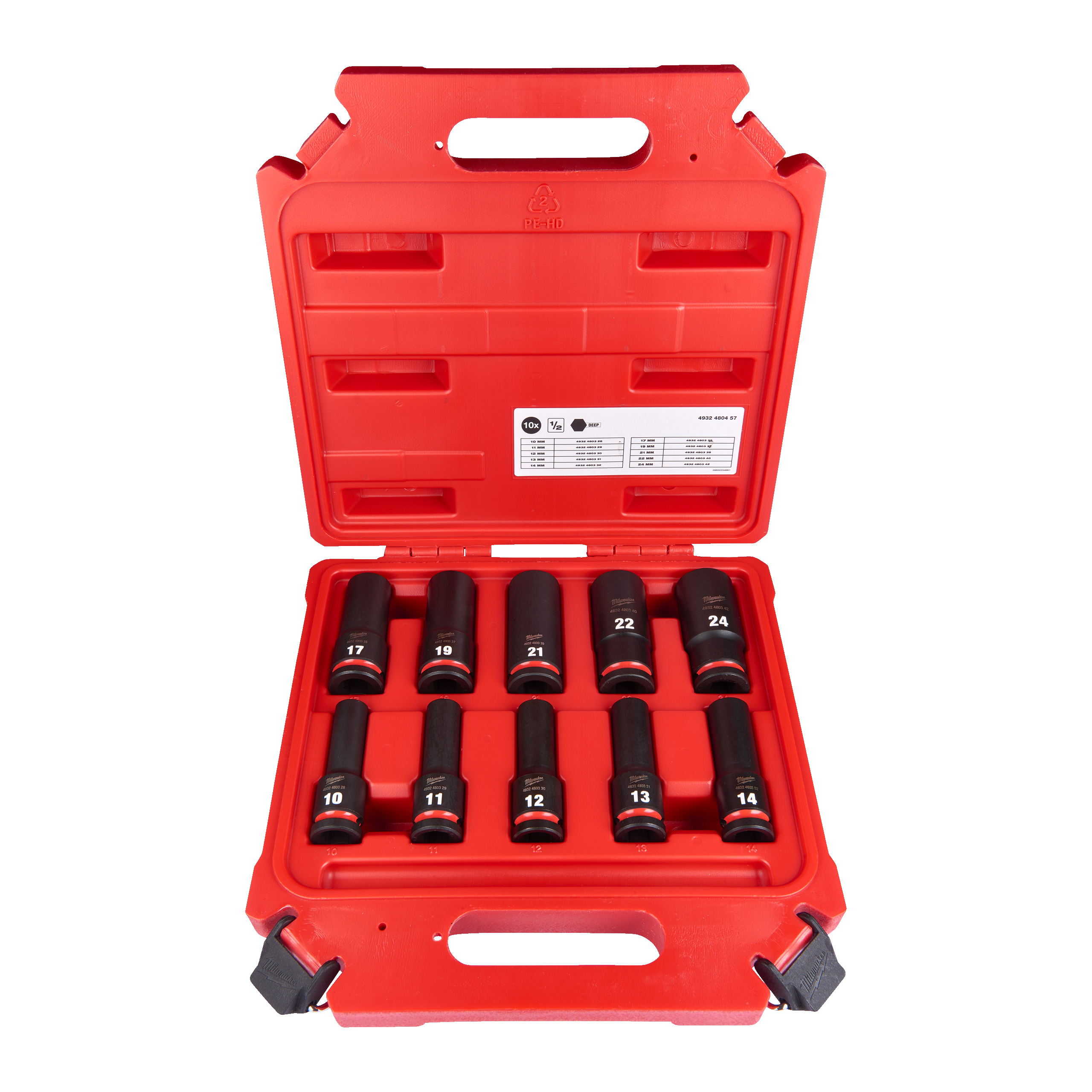 Juego de 10 vasos de impacto ½″