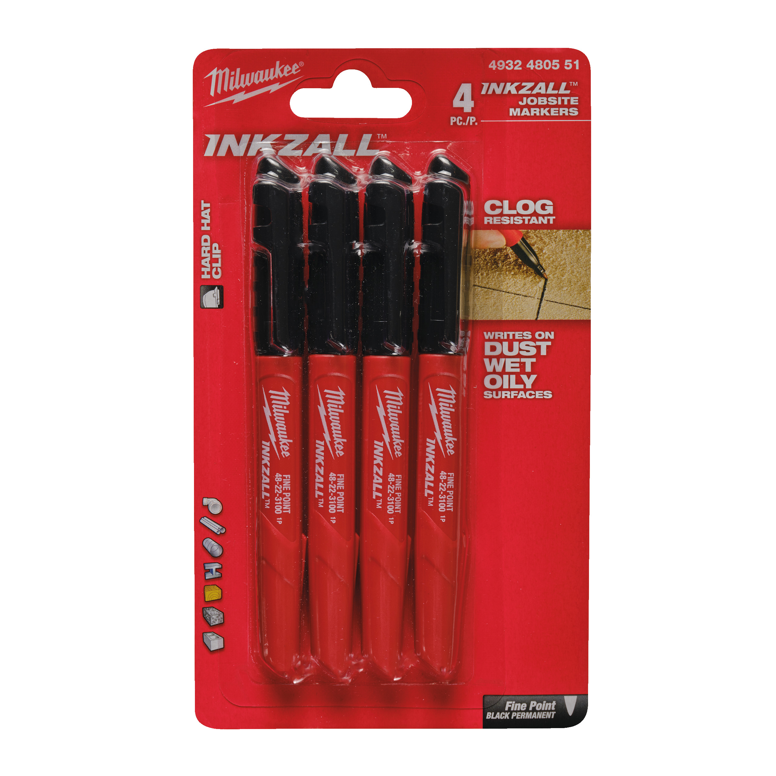 Blíster de 4 marcadores negros finos 1mm