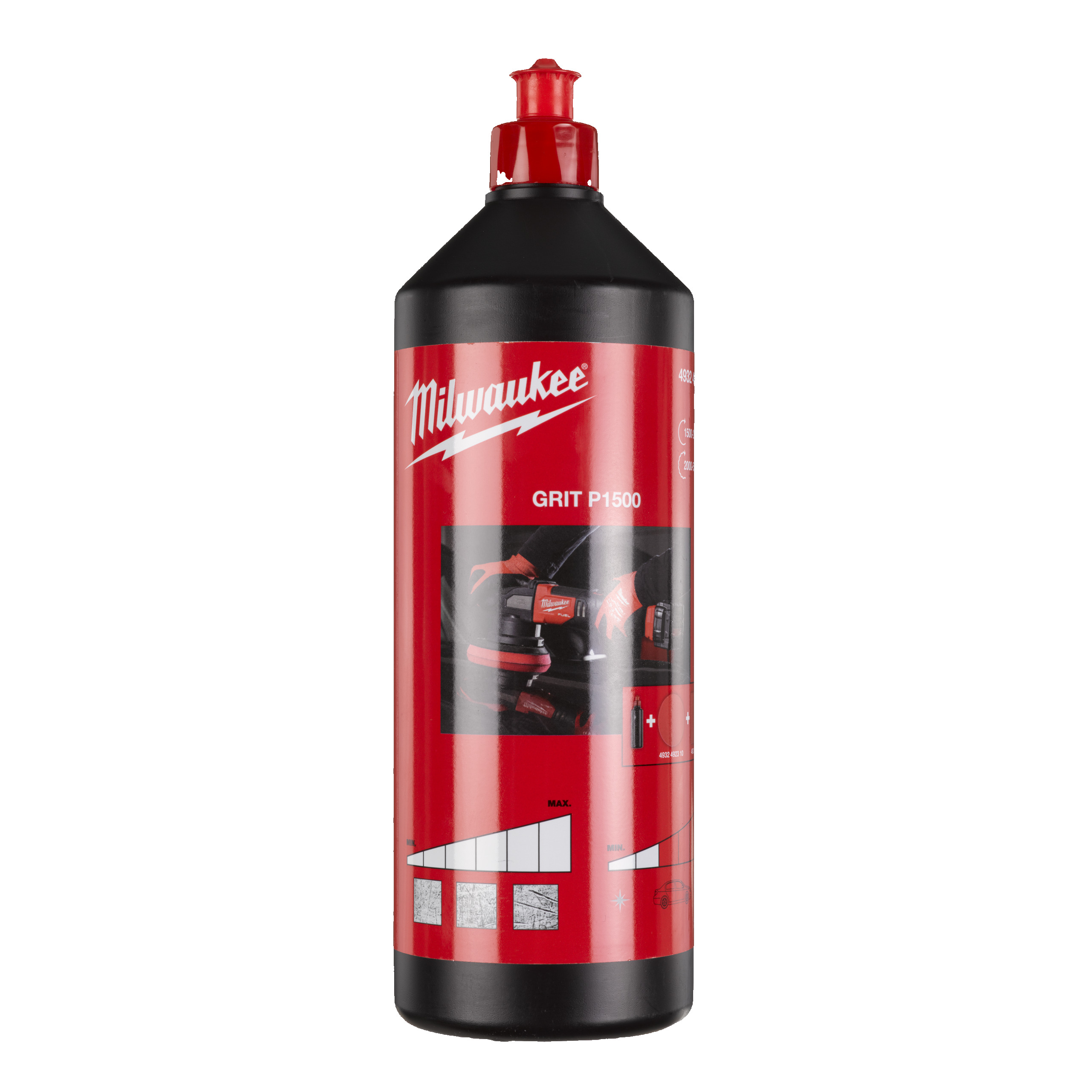 Pulimento 1.500. Un pulimento de corte con granulo de 1.500 para eliminar arañazos profundos sin dañar la pintura. Adecuado para eliminar granos de polvo, textura de piel de naranja, manchas de laca/pintura y arañazos profundos. Libre de ceras, siliconas y disolventes tóxicos. Recomendado para usar con la boina roja y una bayeta