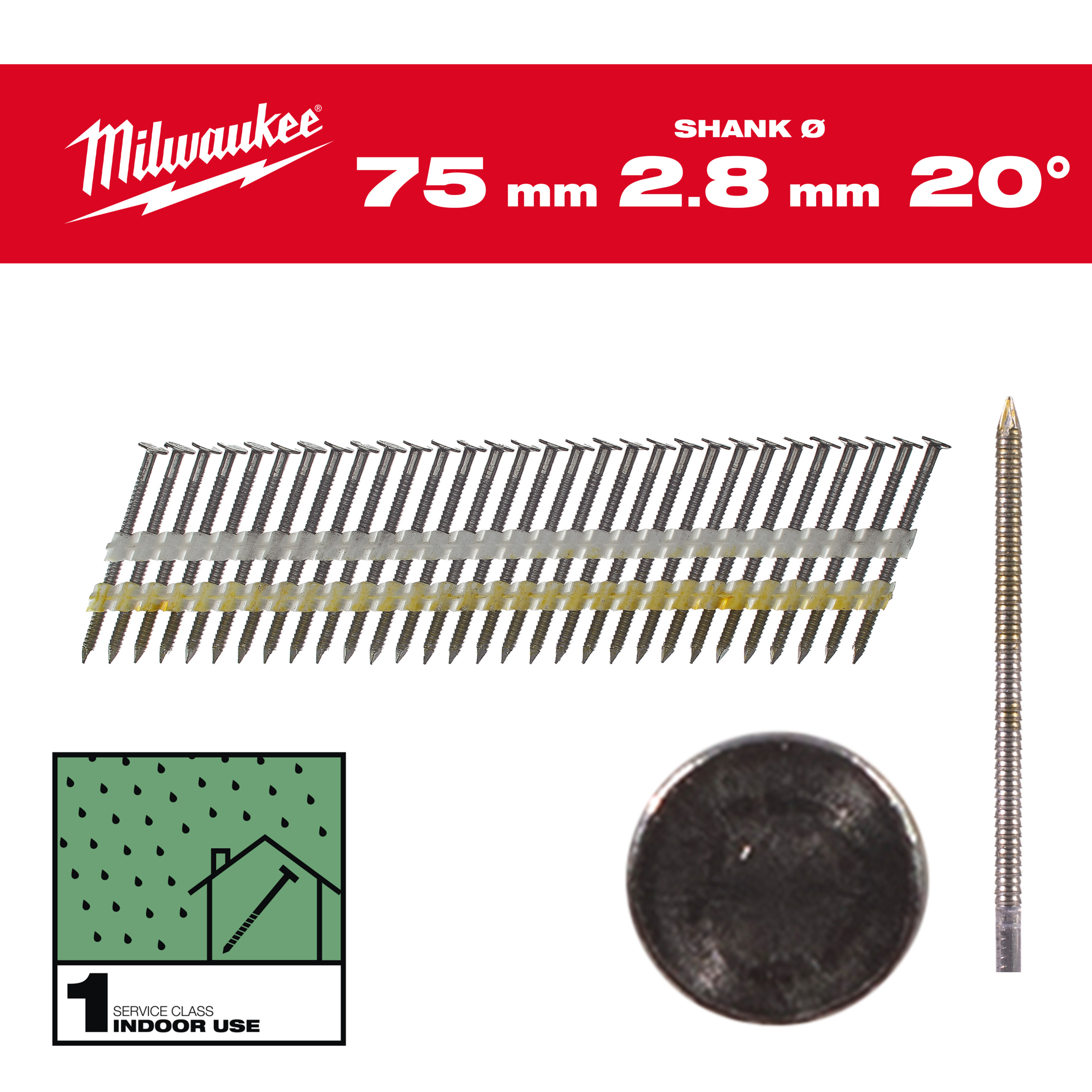 Clavos 20° -O- 7,4x2,8 75mm - 2.000uds