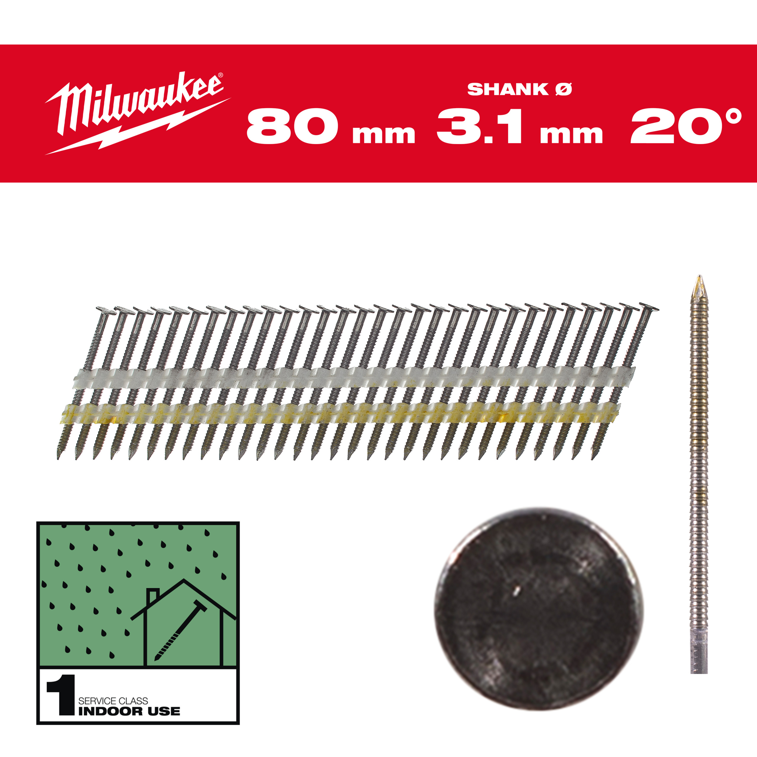Clavos 20° -O- 7,4x3,1 80mm - 1,750uds