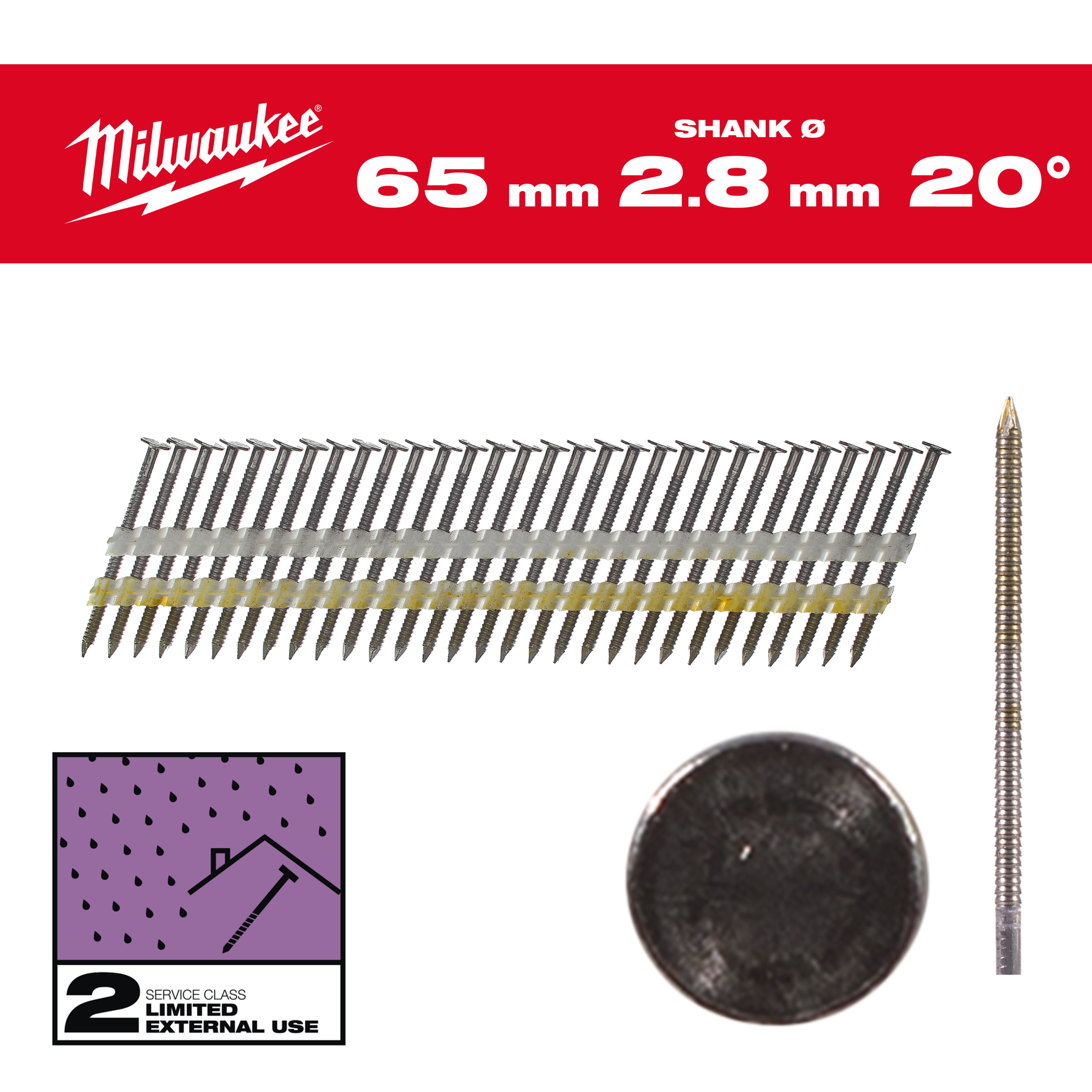 Clavos 20° -O- Galvanizados 7,4x2,8 65mm - 2.000uds