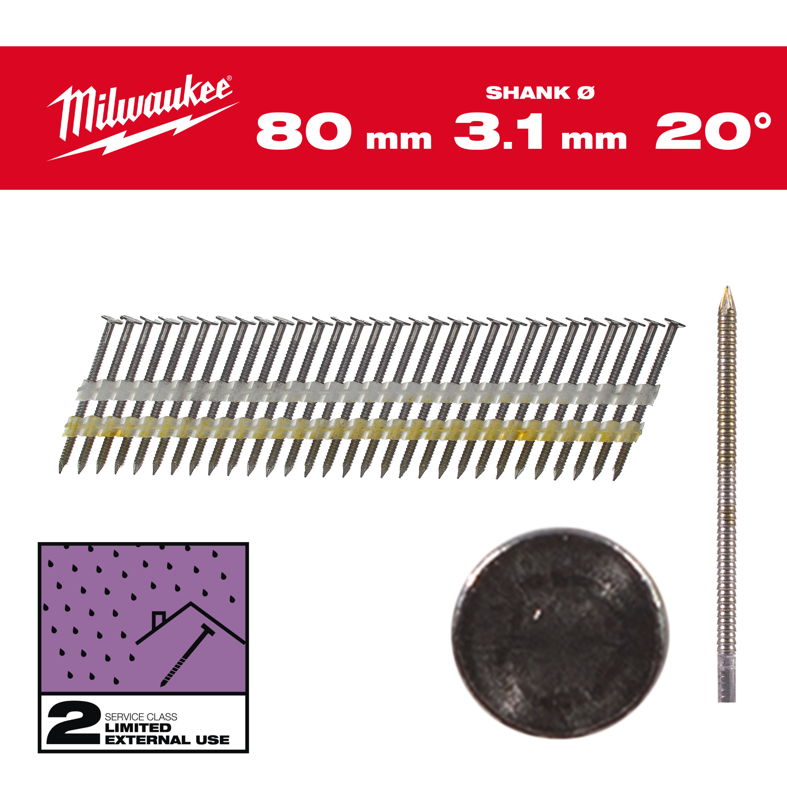 Clavos 20° -O- Galvanizados 7,4x3,1 80mm - 1.750uds