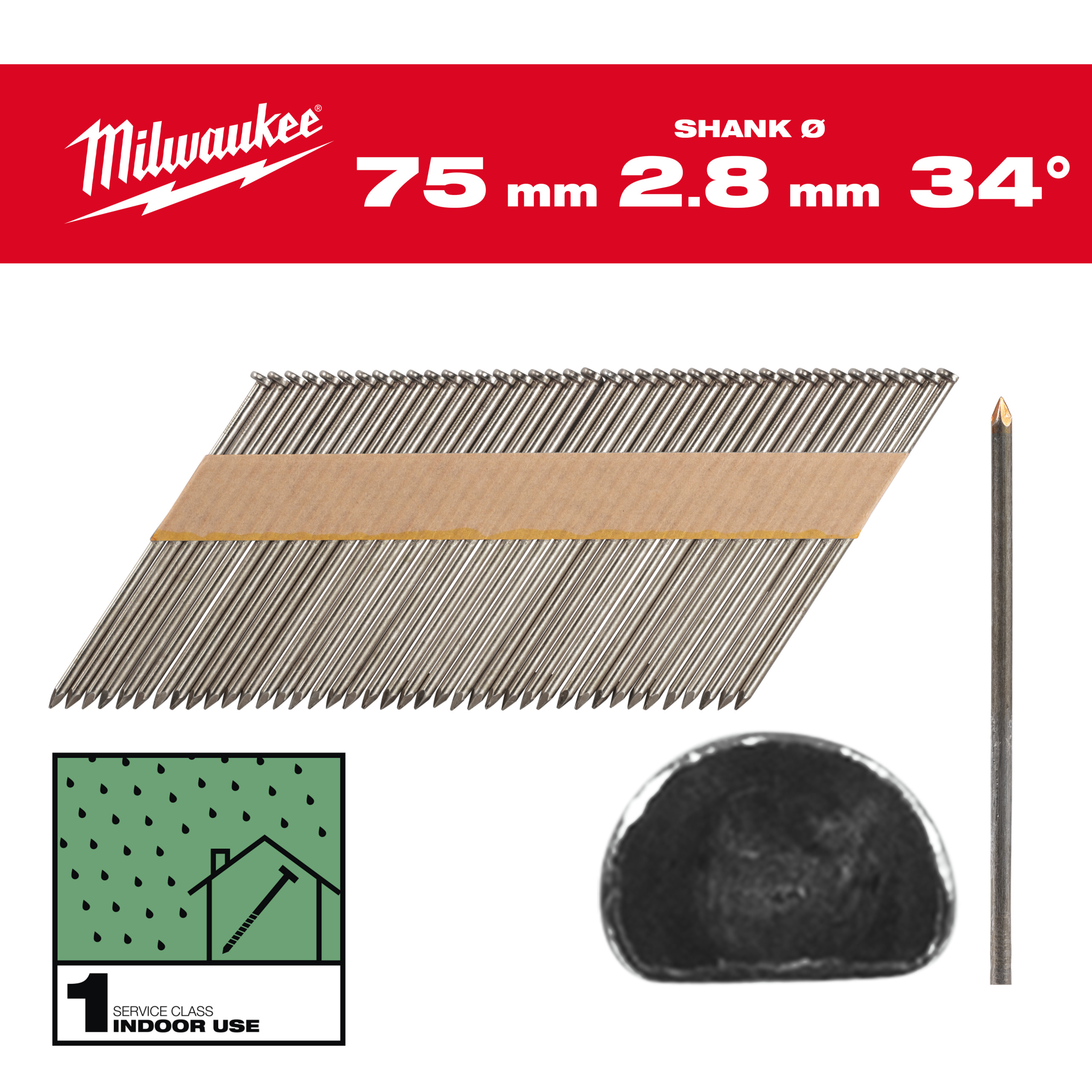 Clavos 34° -D- 7,4x2,9 75mm - 2.200uds