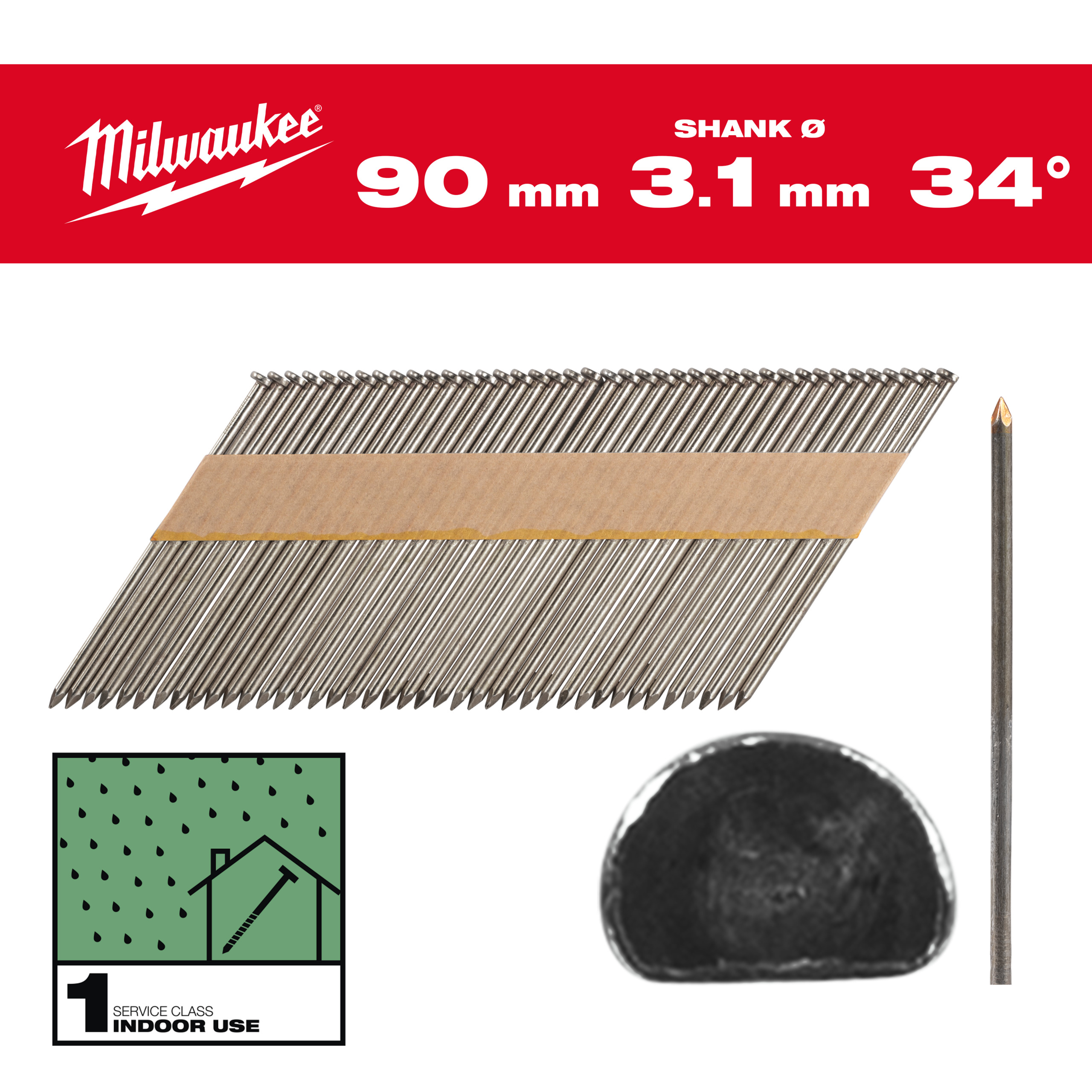 Clavos 34° -D- 7,4x2,9 90mm - 2.200uds