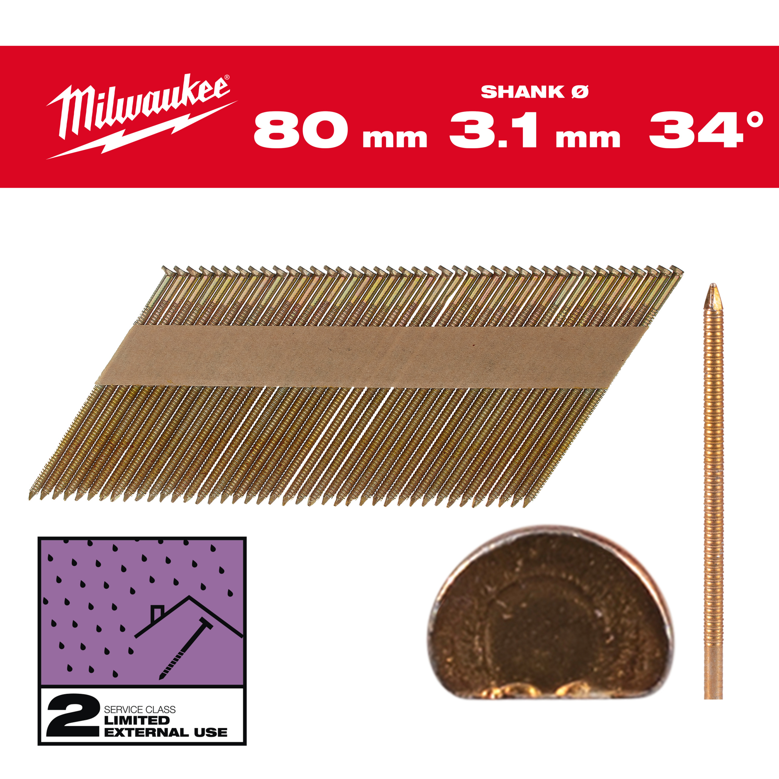 Clavos 34° -D- Galvanizado 7,4x3,1 80mm - 2.200uds