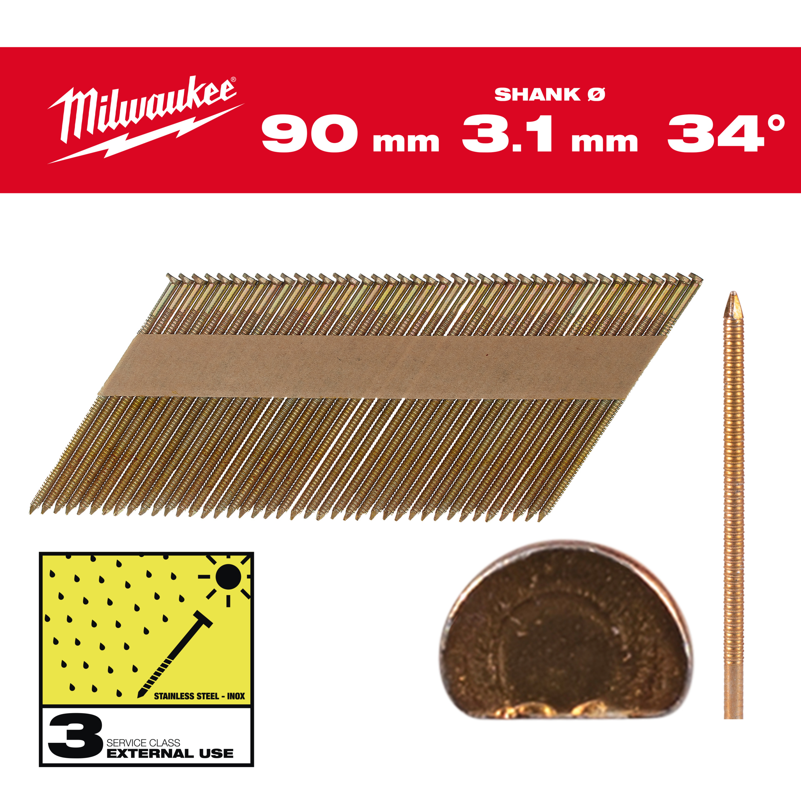 Clavos 34° -D- 7,4x3,1 90mm - 2.200uds