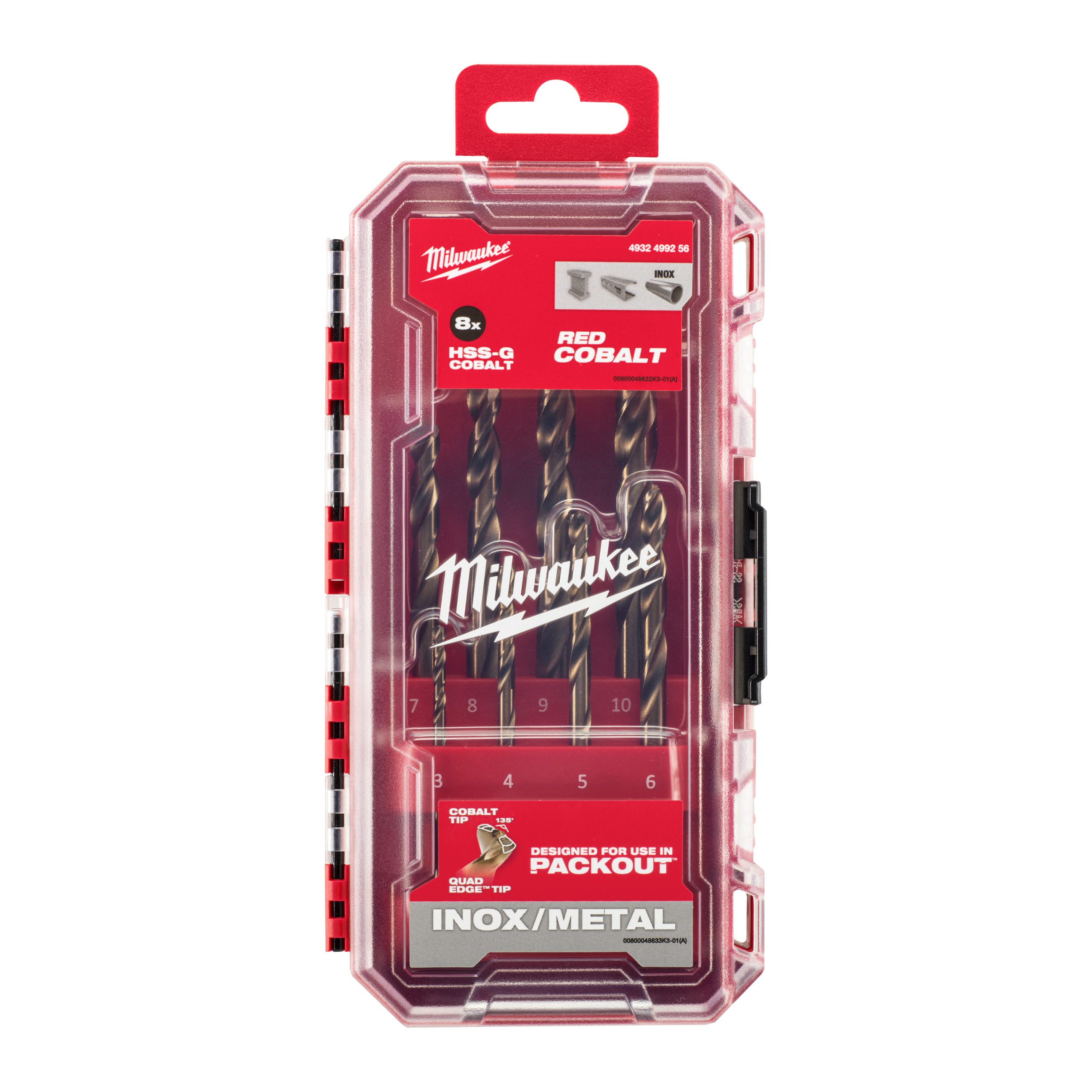 Estuche de 8 brocas RED COBALT HSS-G Co
