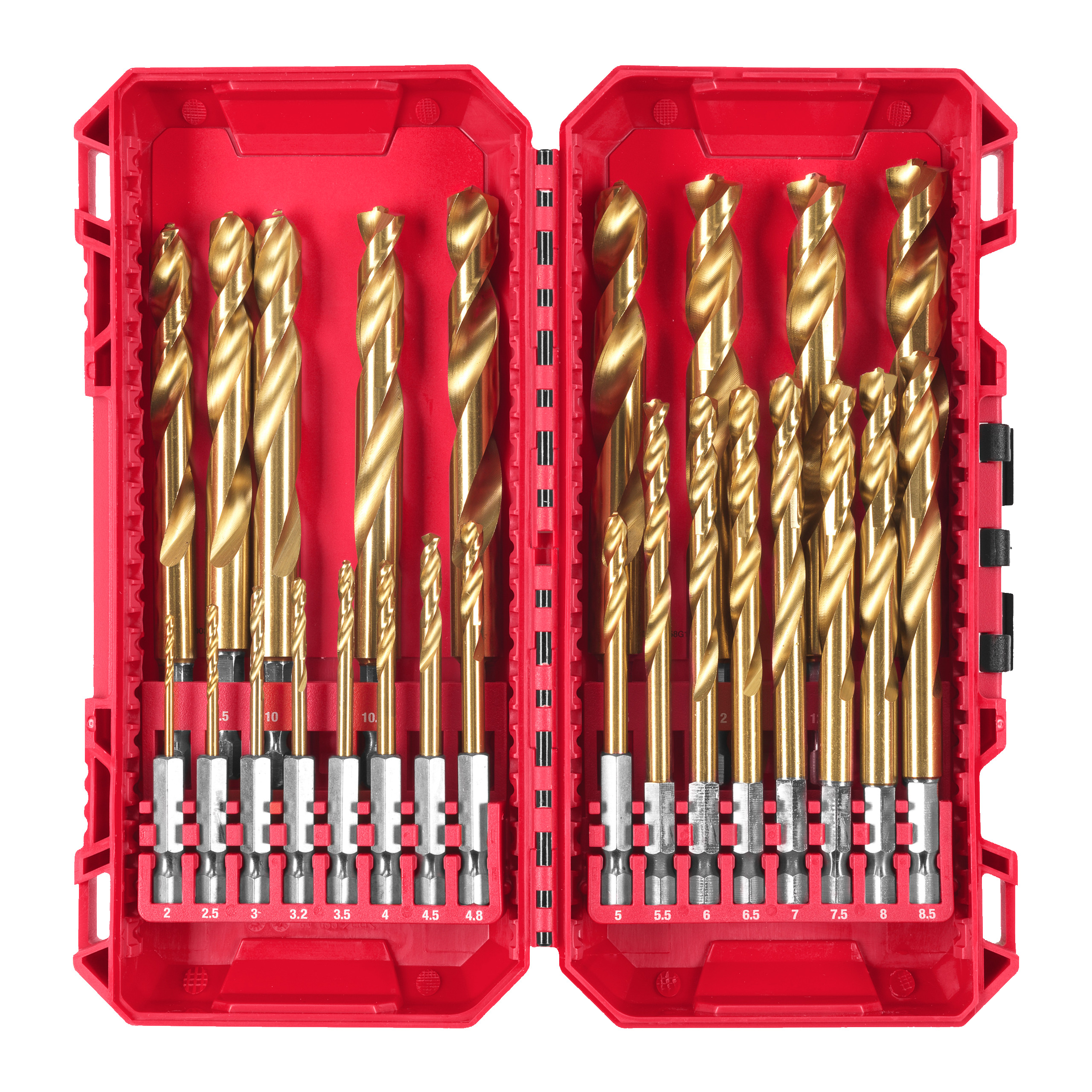 Estuche de 25 brocas SHOCKWAVE™ RED HEX HSS-G Tin