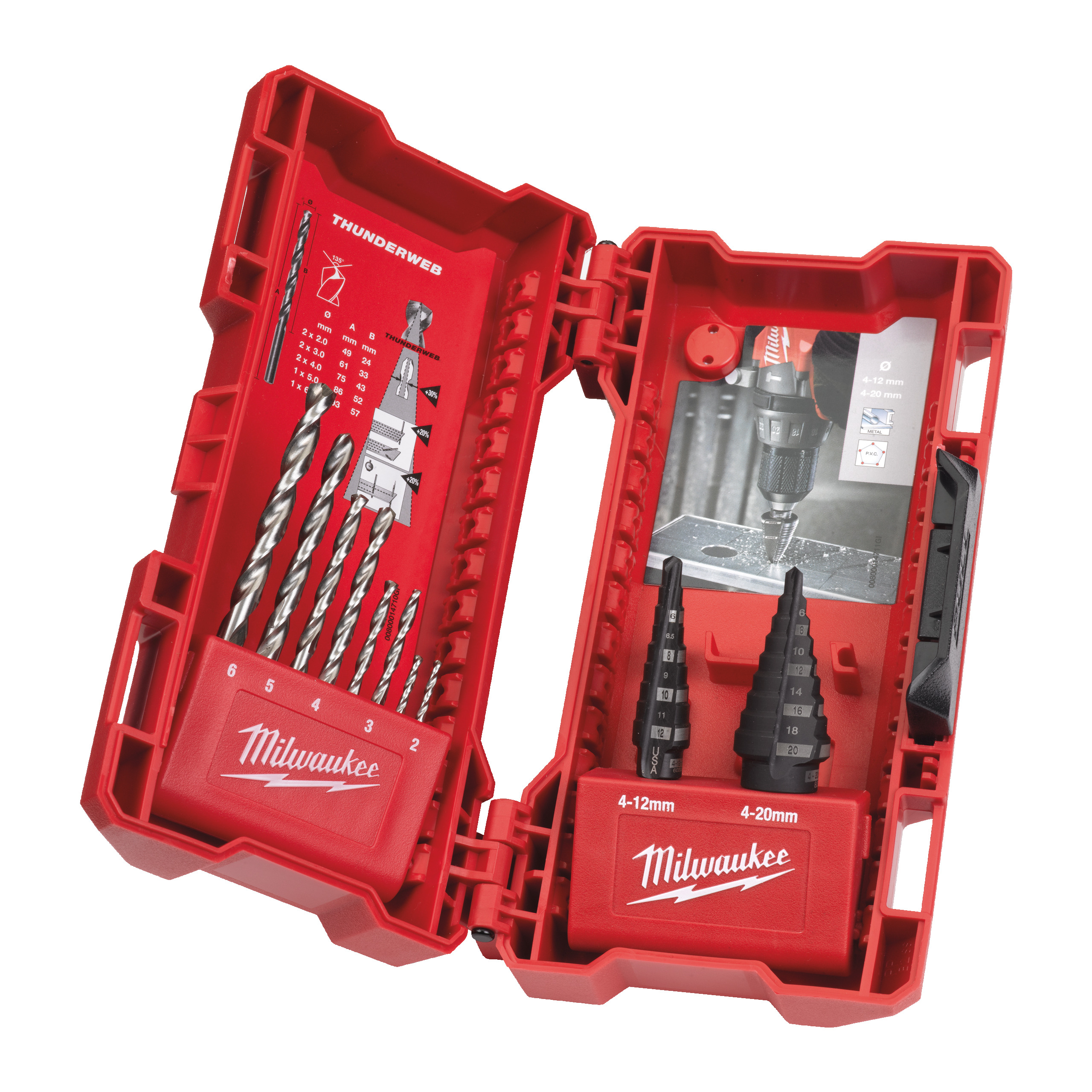 Estuche de 10 piezas con brocas escalonadas y brocas THUNDERWEB