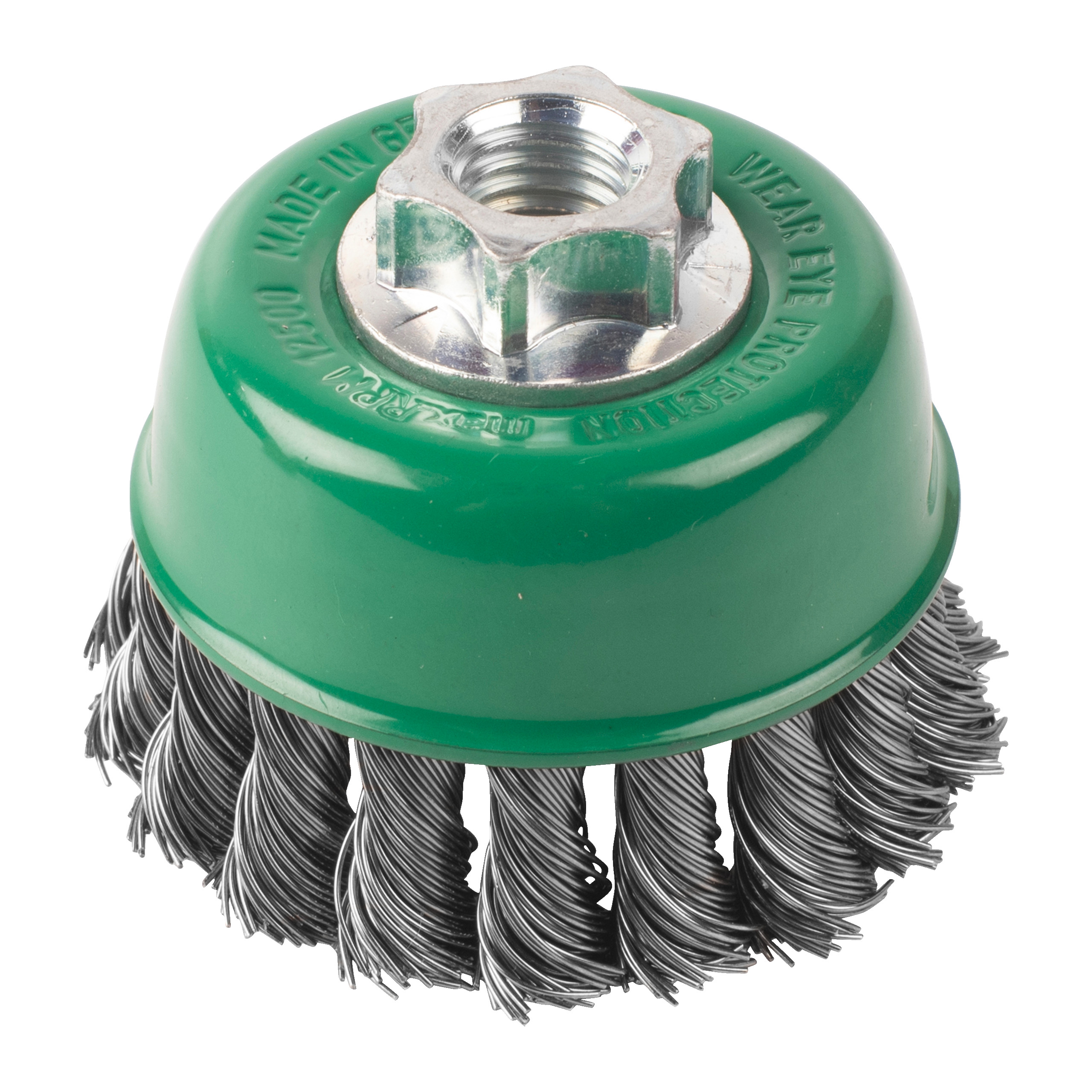 Cepillo Alambre de copa trenzado M14 65x18 acero INOX. 0,5mm