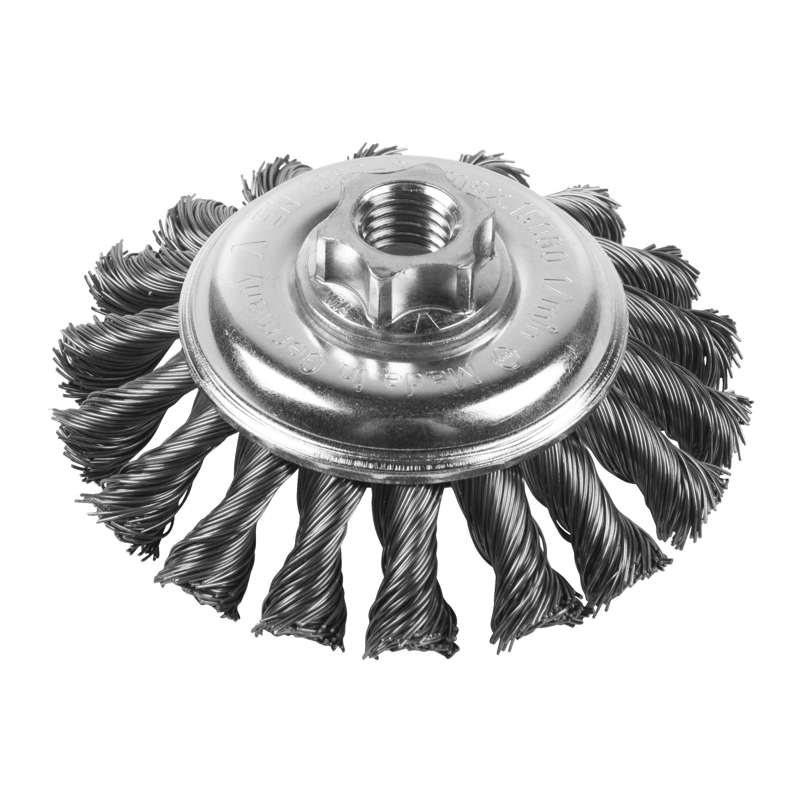Cepillo Alambre cónico trenzado M14 100x12 acero 0,5mm