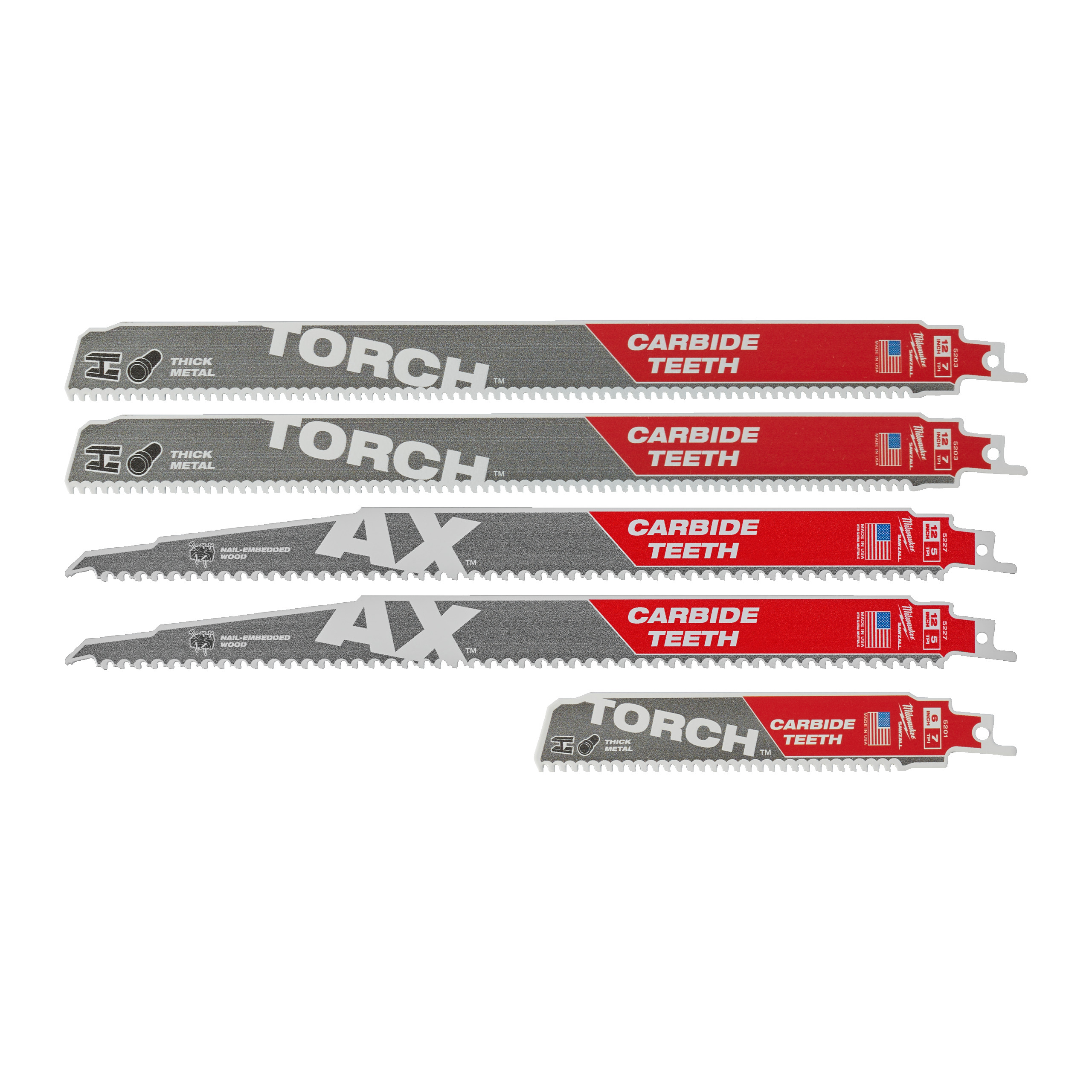 Juego de 5 hojas SAWZALL™ CARBIDE