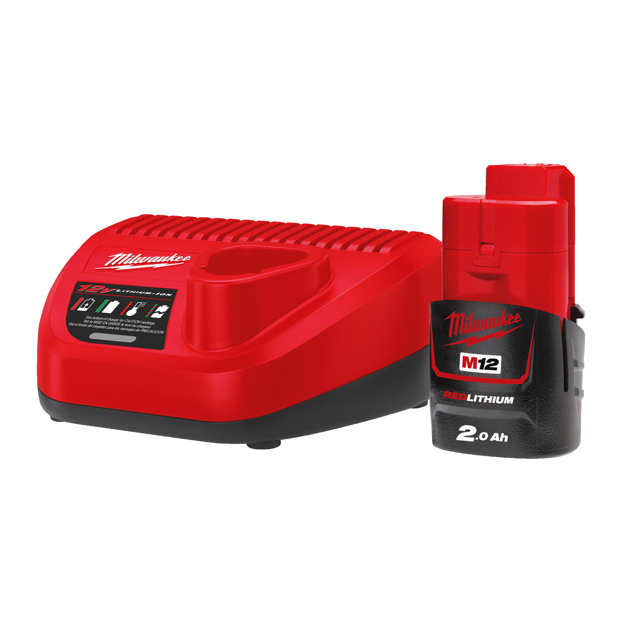 Pack de batería y cargador M12™ 2.0 Ah para usarlo con todas las chaquetas calefactadas