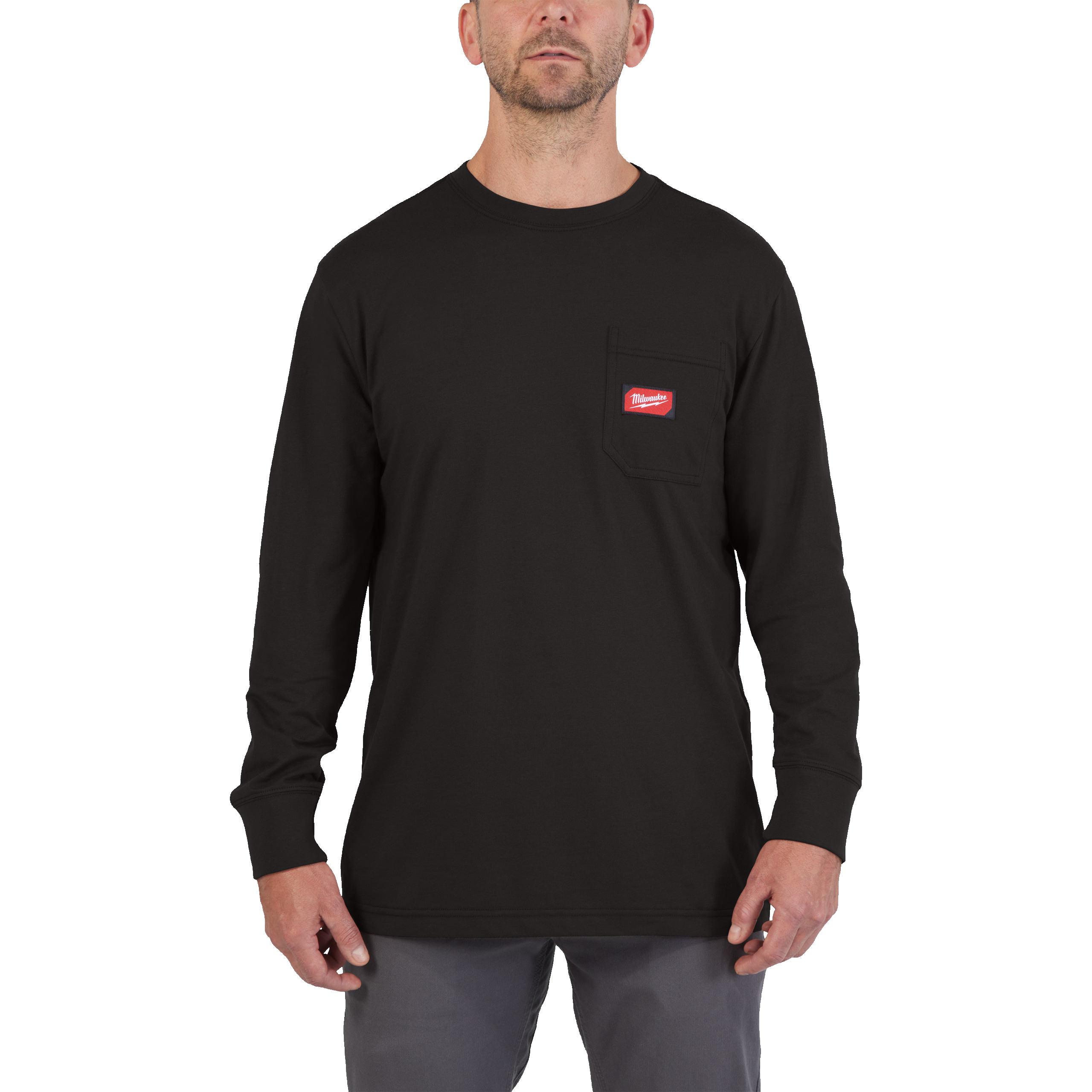 Camiseta de trabajo de manga larga negra, M