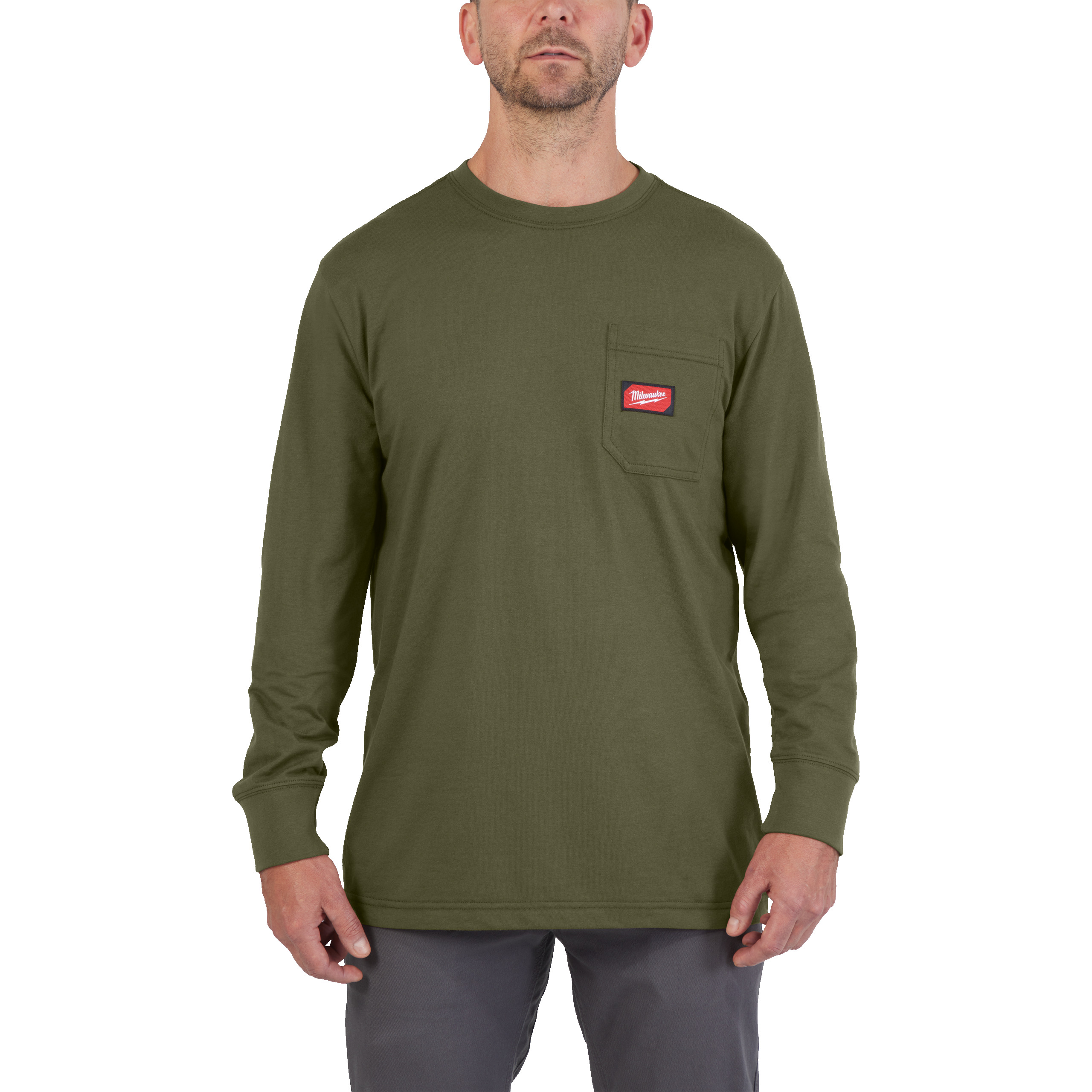 Camiseta de trabajo de manga larga verde, XXL