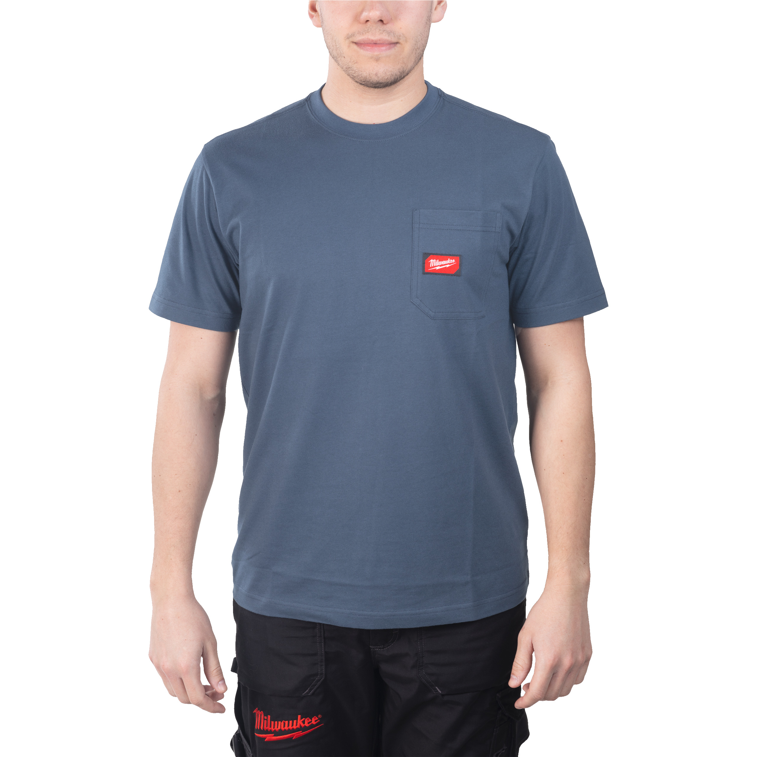 Camiseta de trabajo de manga corta azul