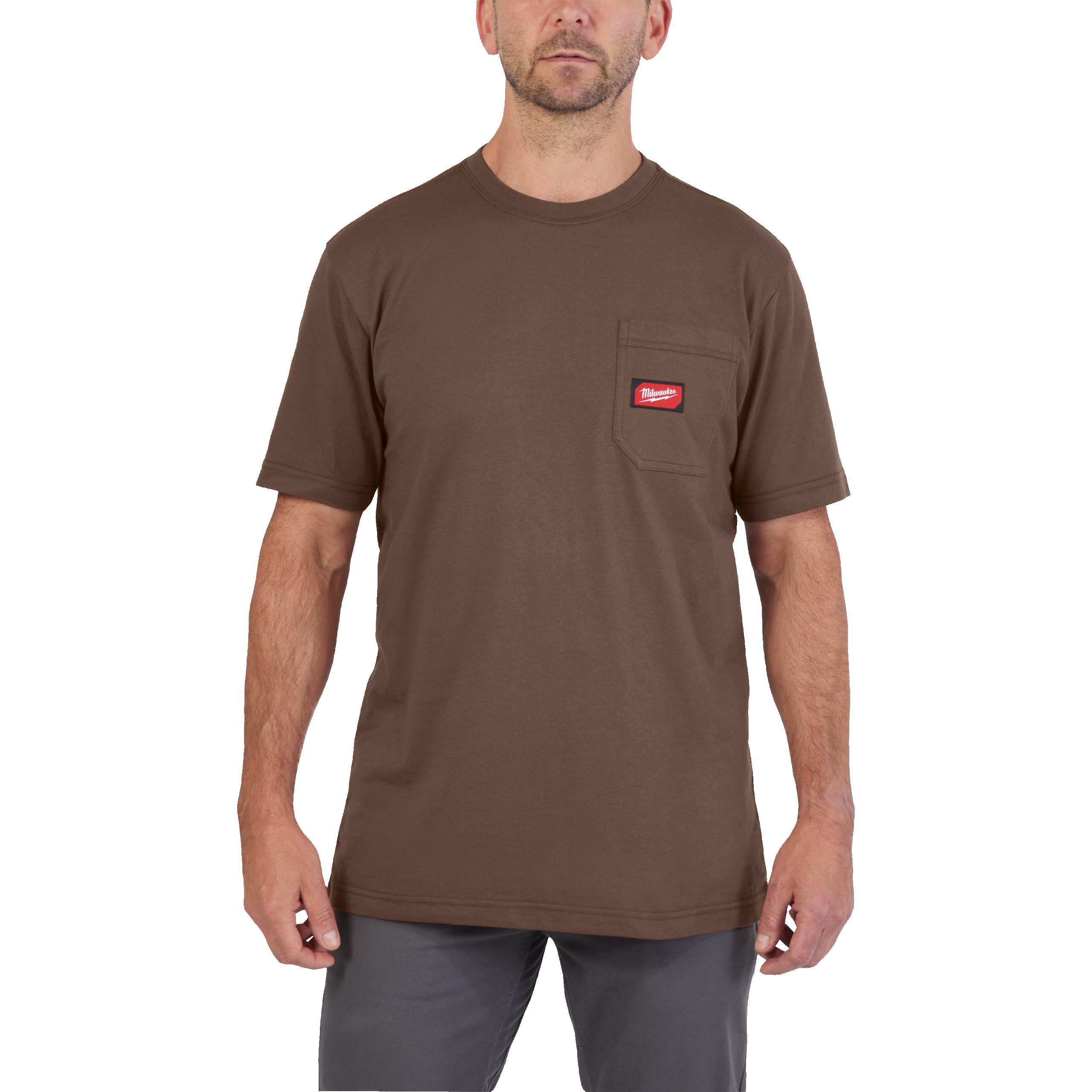 Camiseta de trabajo de manga corta marrón